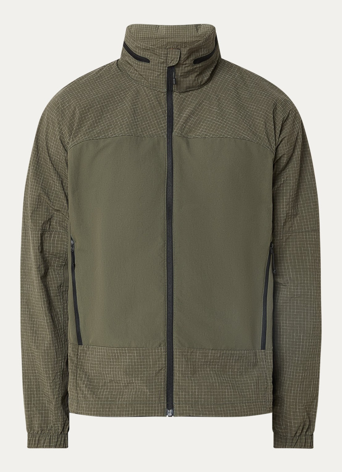 The North Face Jack met ruitdessin en ritszakken - voorkant 2 olijfgroen