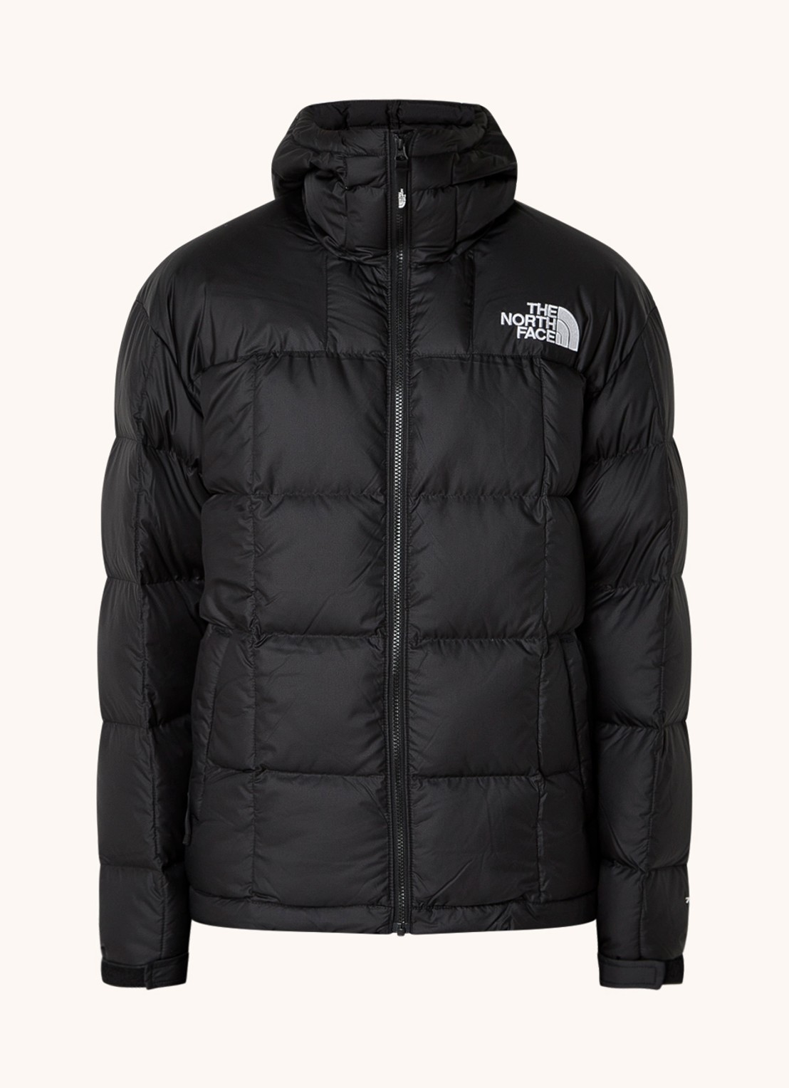 The North Face Lhotse puffer jack met donsvulling en logo - voorkant zwart