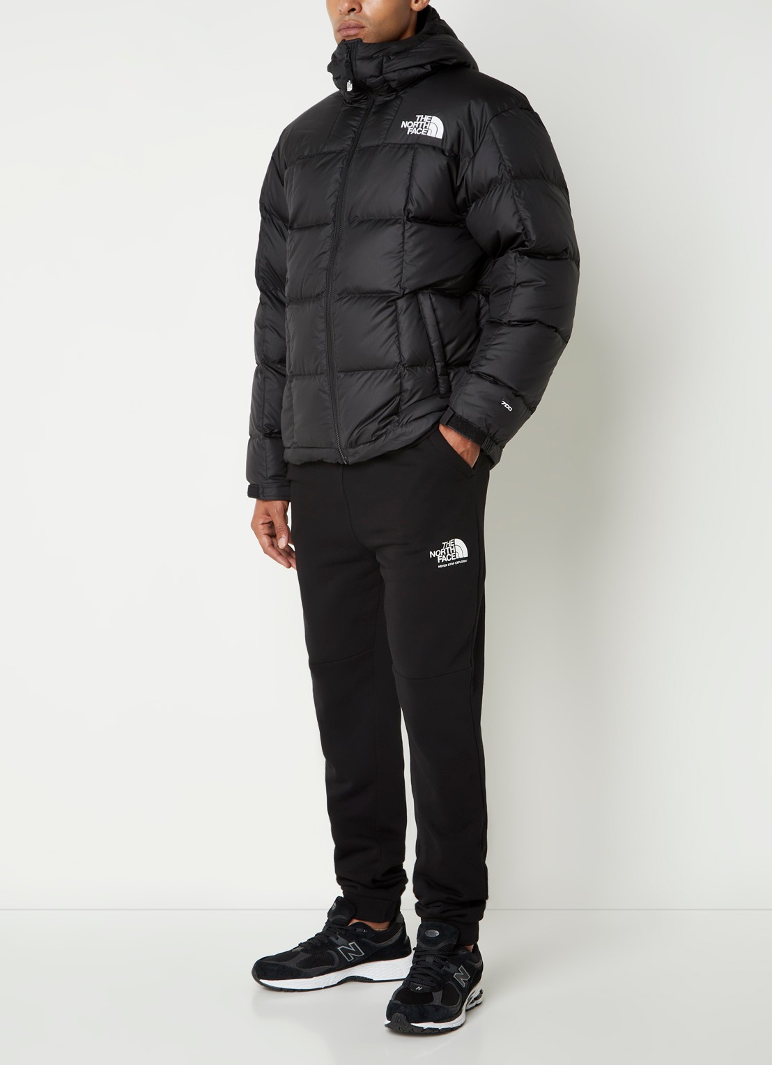 The North Face Lhotse puffer jack met donsvulling en logo - voorkant 2 zwart