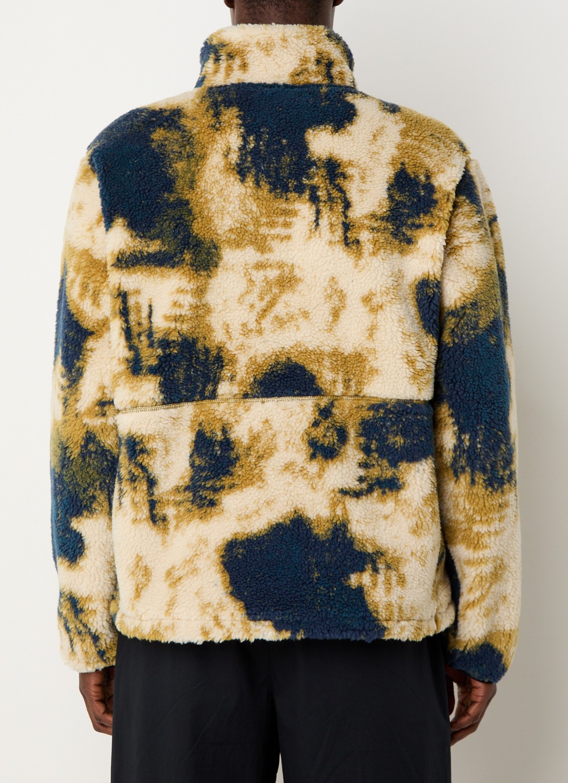 The North Face M extreme sweater van teddy met logo en opstaande kraag - achterkant mosterd
