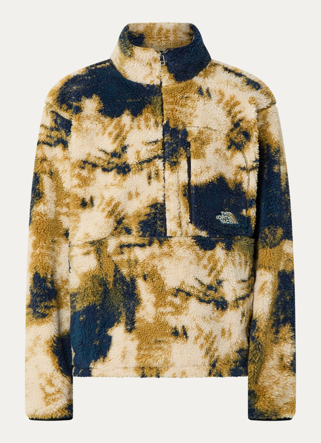 The North Face M extreme sweater van teddy met logo en opstaande kraag - voorkant 2 mosterd