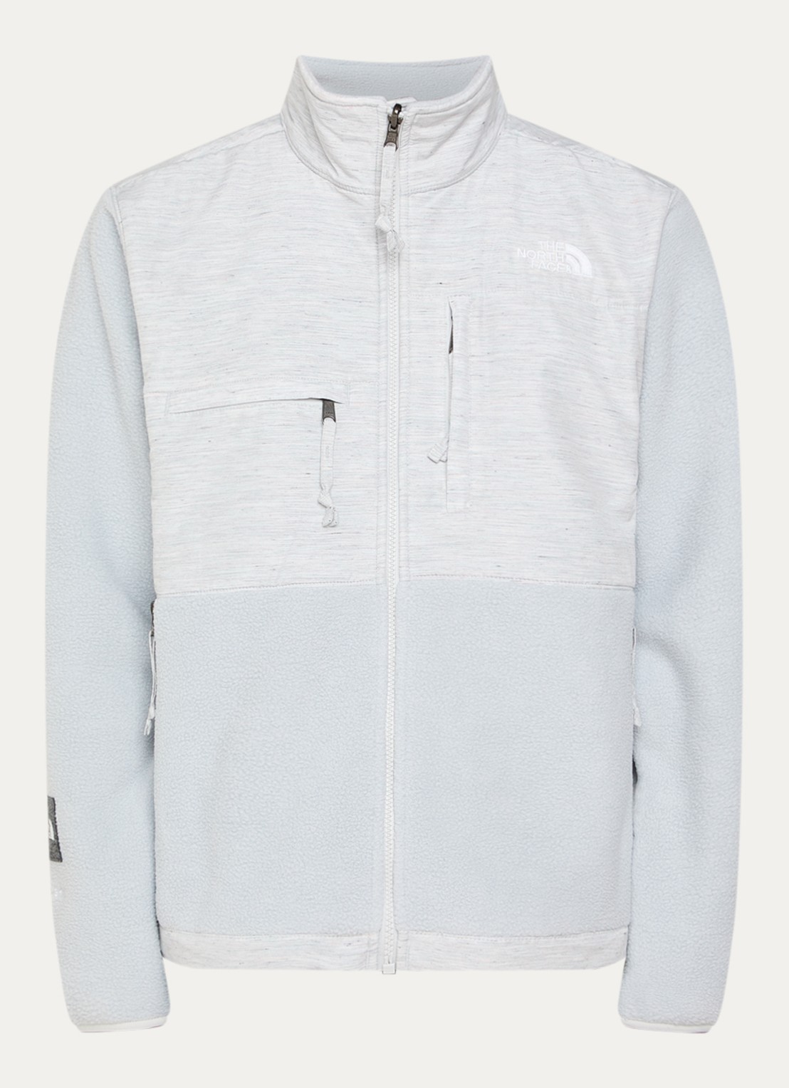 The North Face Re-grind Denali jack van fleece met gemêleerd dessin - voorkant 3 grijsmele