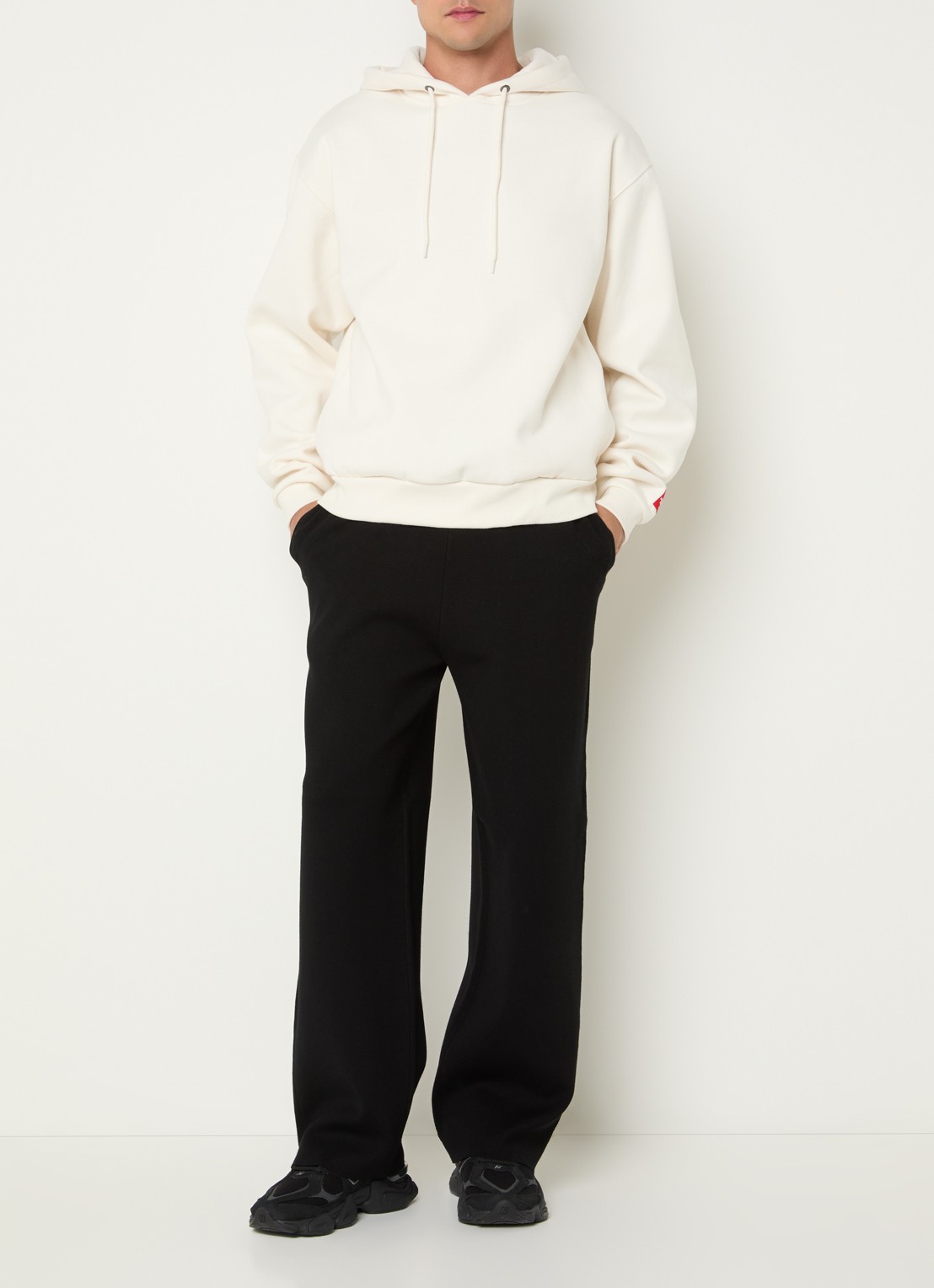 The North Face Red box hoodie met logo - voorkant 4 gebroken wit