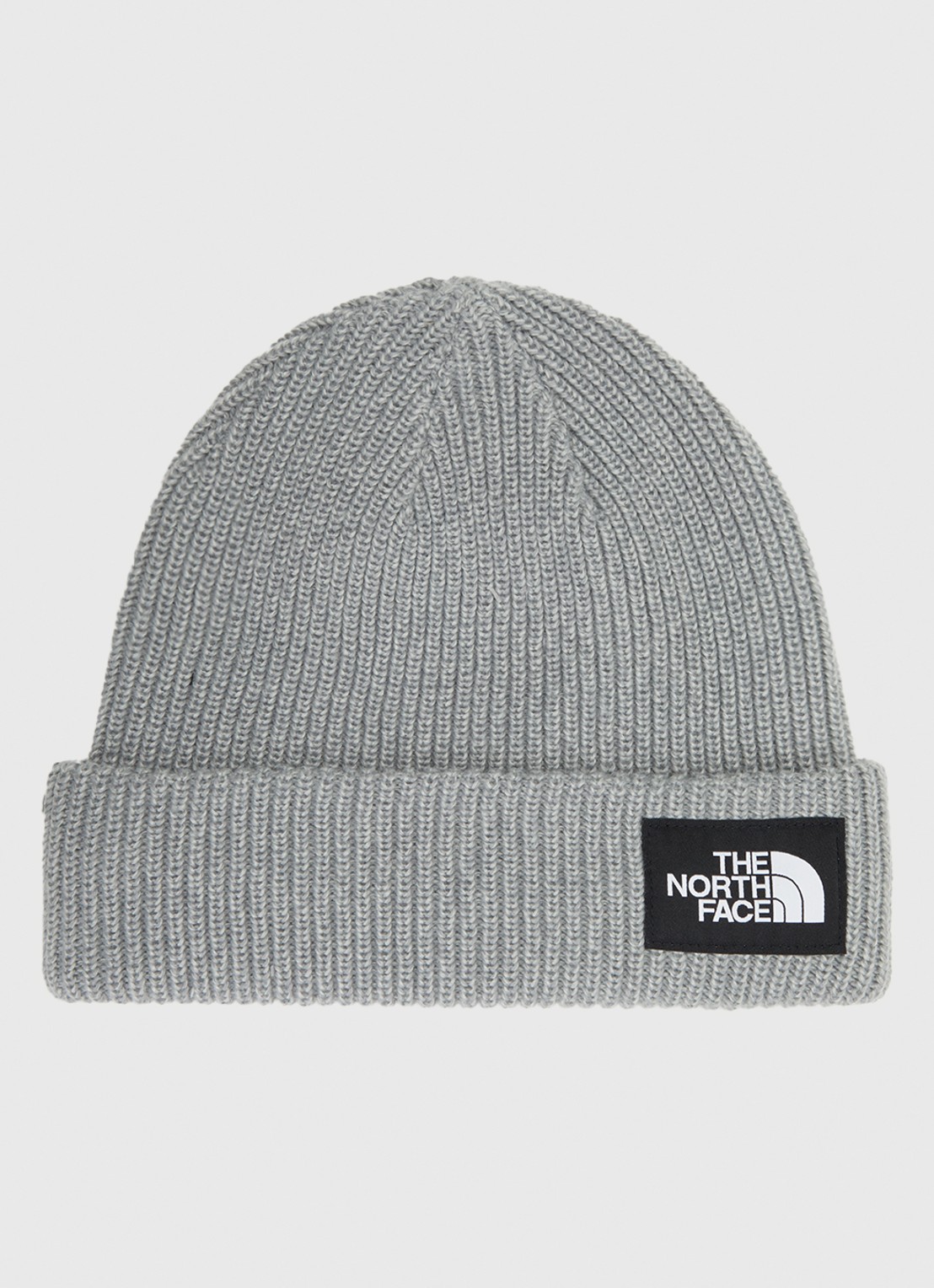 The North Face Salty Lined grofgebreide muts met logo - voorkant grijsmele
