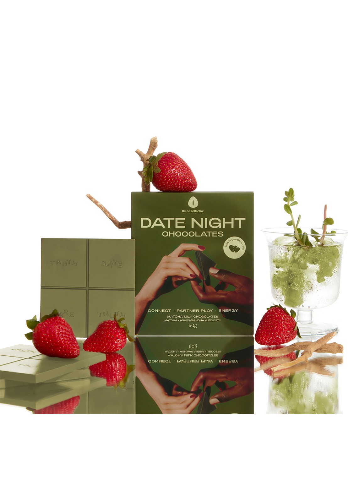 The Oh Collective Date Night matcha chocoladereep 50 gram - voorkant 2 undefined