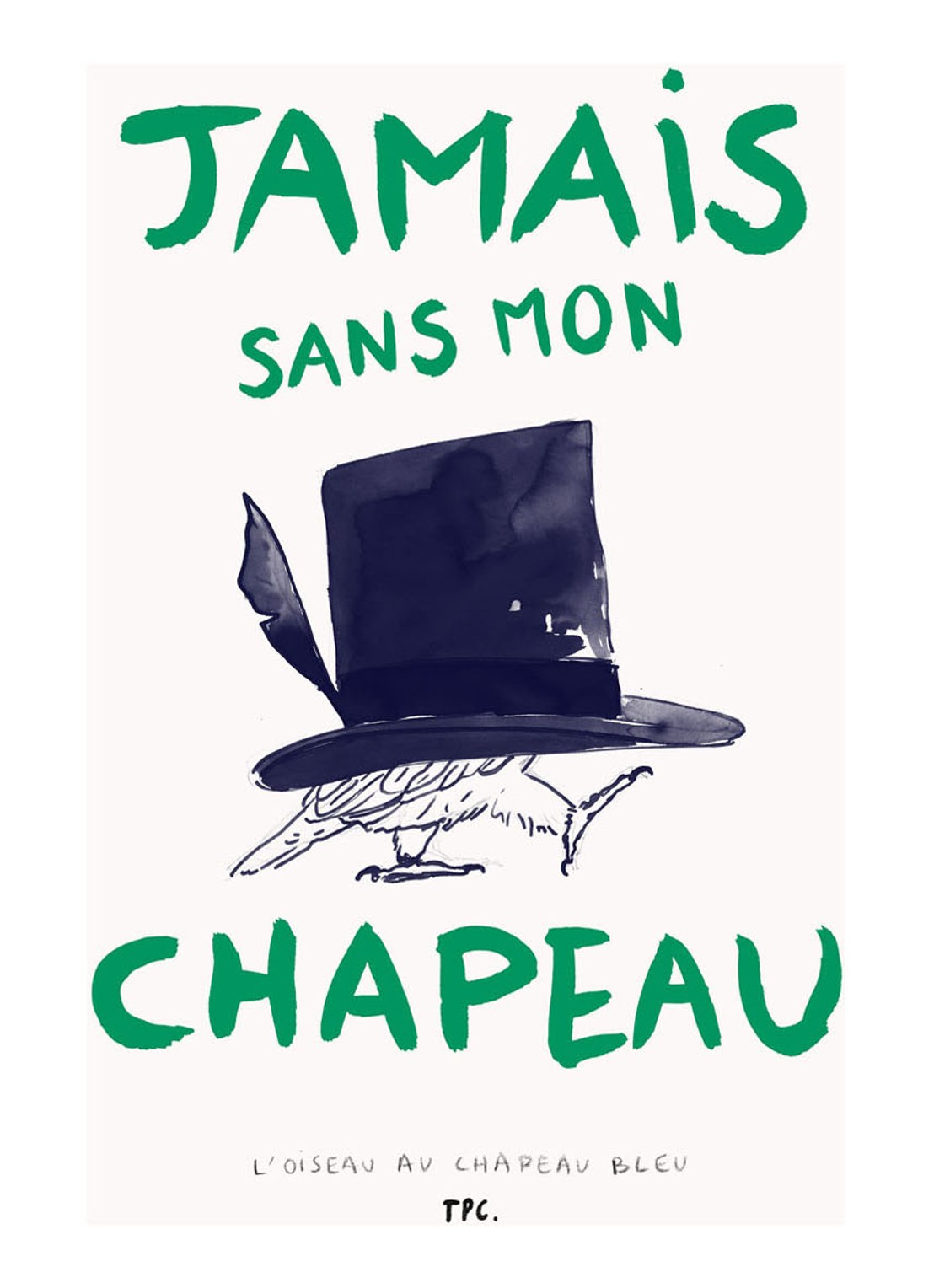 THE POSTER CLUB Another Art Project, L'Oiseau au Chapeau Bleu print - voorkant 3 groen