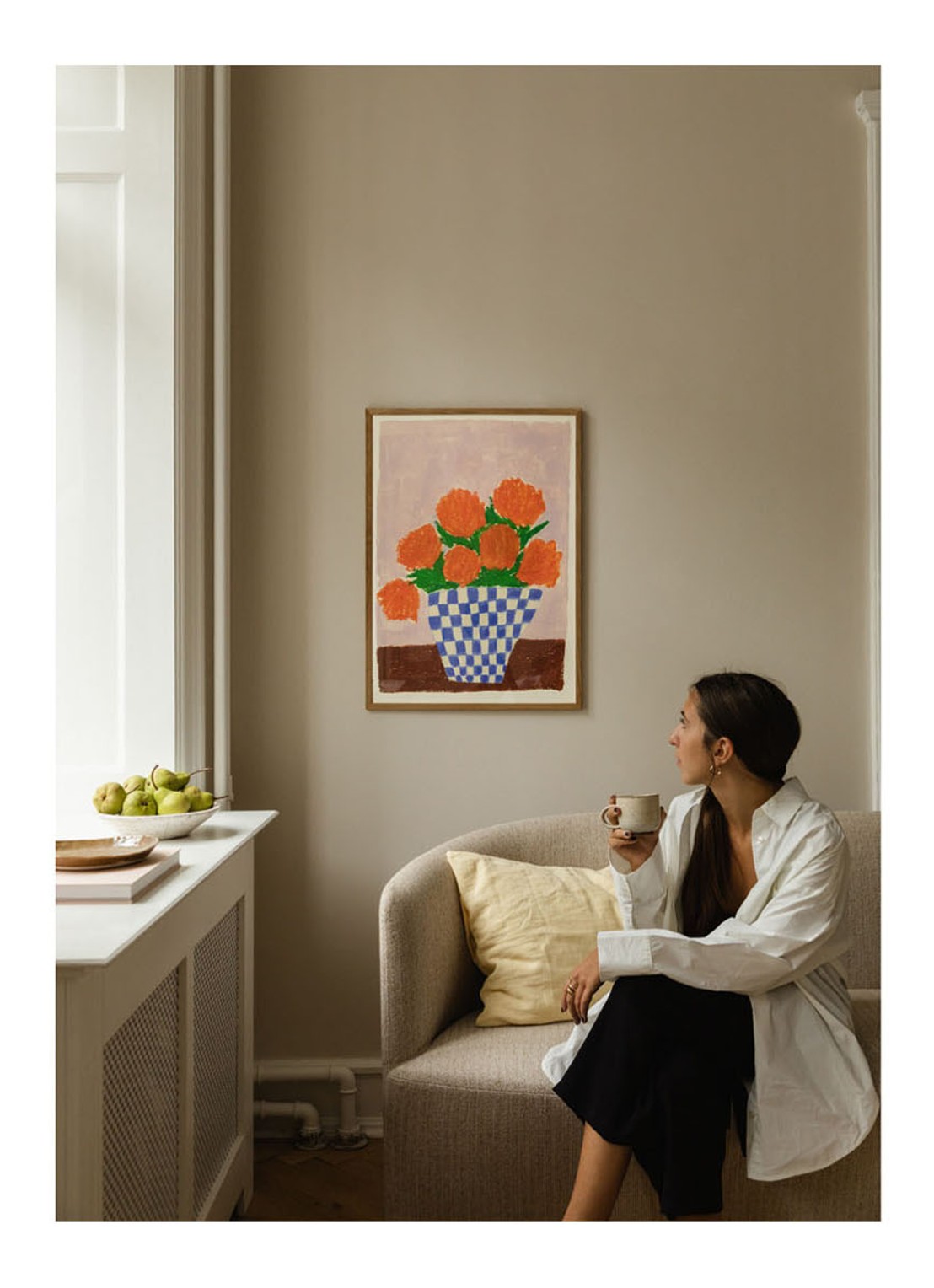 THE POSTER CLUB Carla Llanos, Orange Flowers print - achterkant 3 multicolor