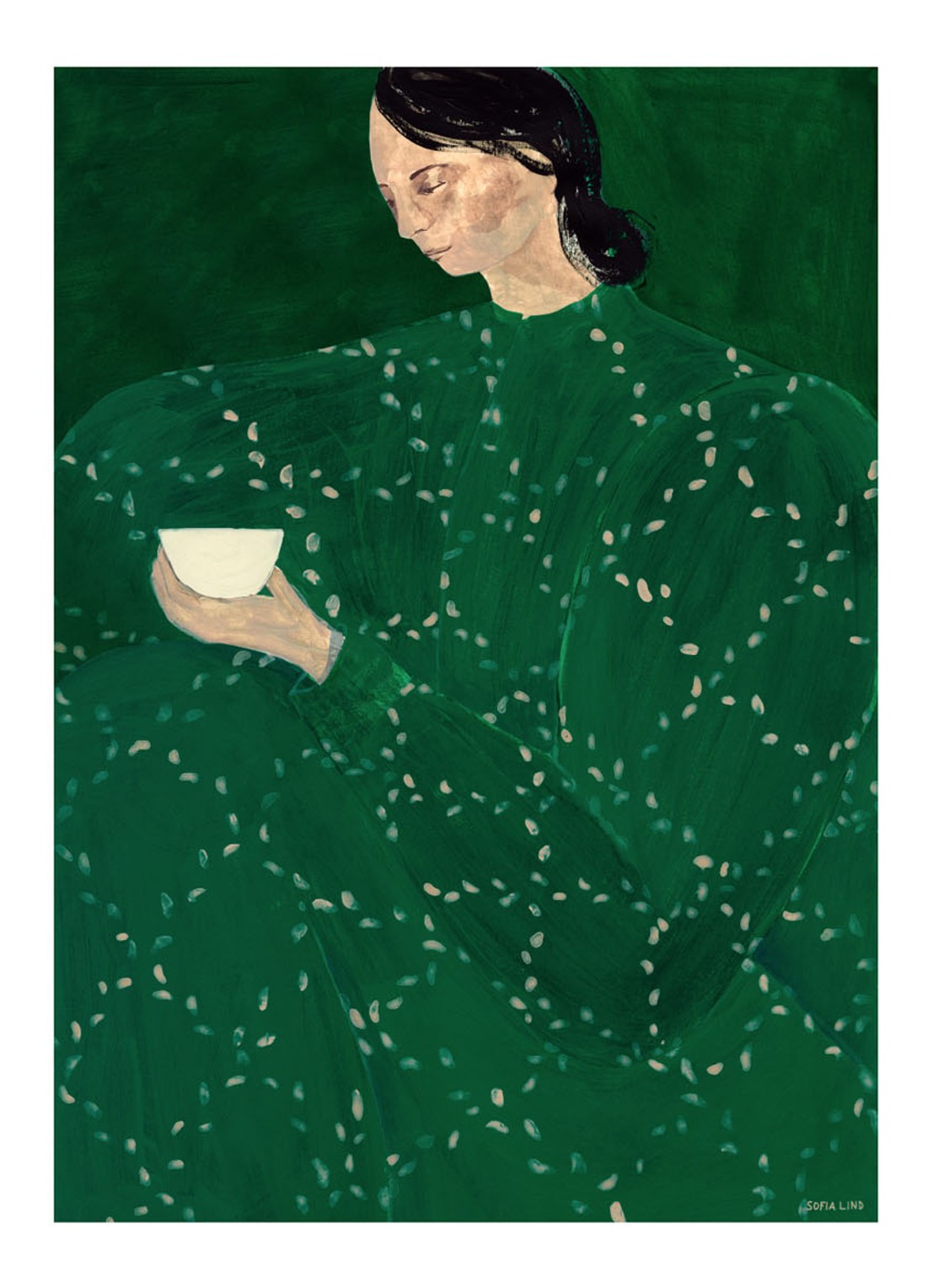 THE POSTER CLUB Coffee Alone At Place De Clichy, Sofia Lind print - voorkant groen