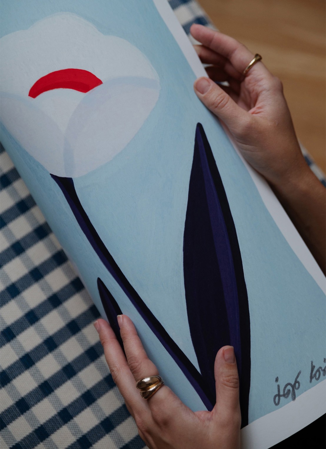 THE POSTER CLUB Flowers 01, Iga Kosicka print - detail blauw