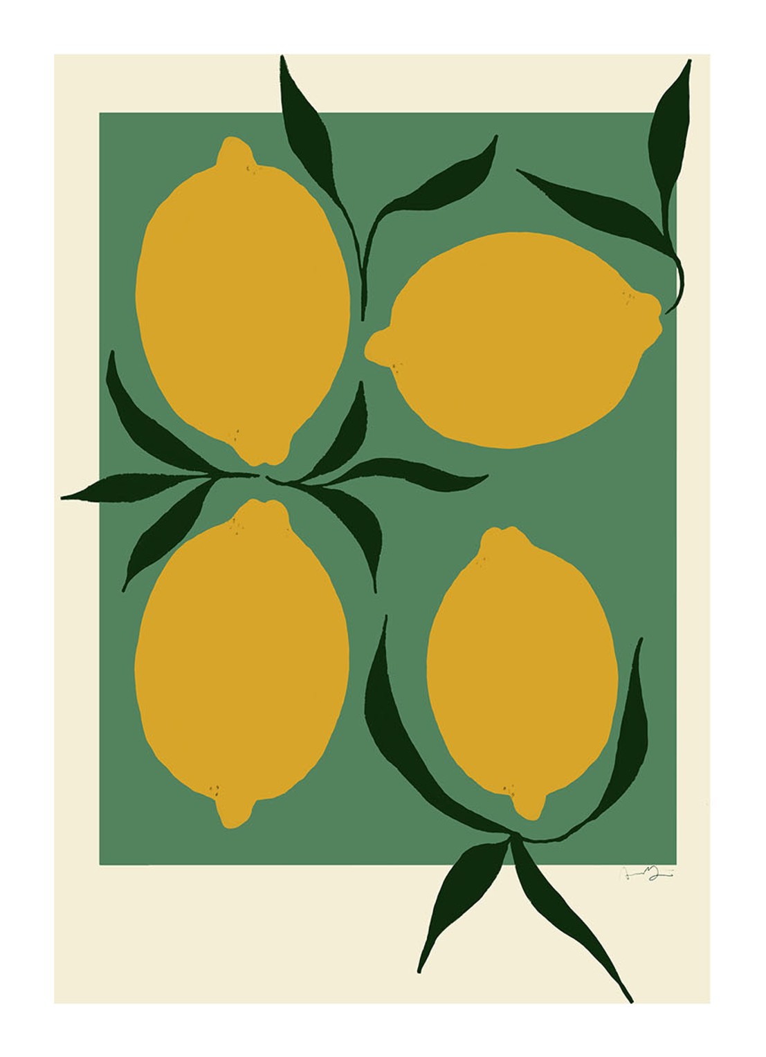 THE POSTER CLUB Green Lemon, Anna Mörner print - voorkant groen