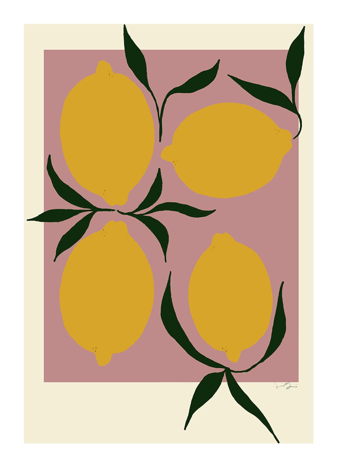 THE POSTER CLUB Pink Lemon, Anna Mörner print - voorkant oudroze