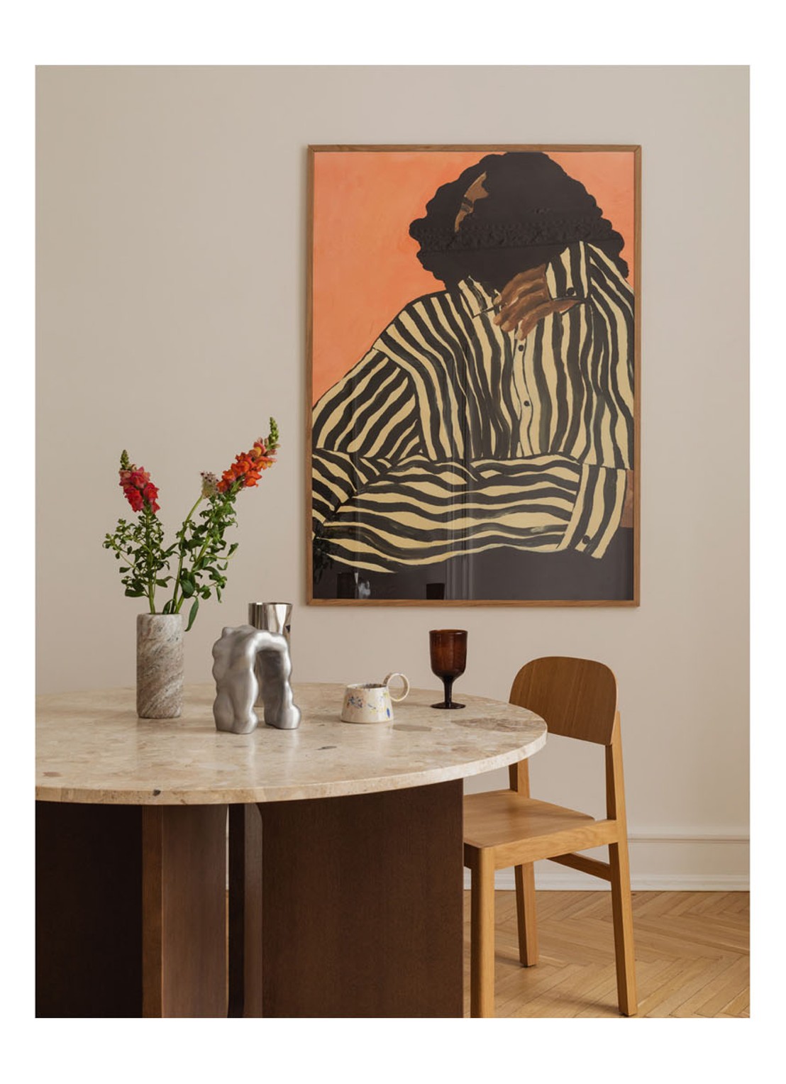 THE POSTER CLUB Serene Stripes, Hanna Peterson print - voorkant 2 zalmroze