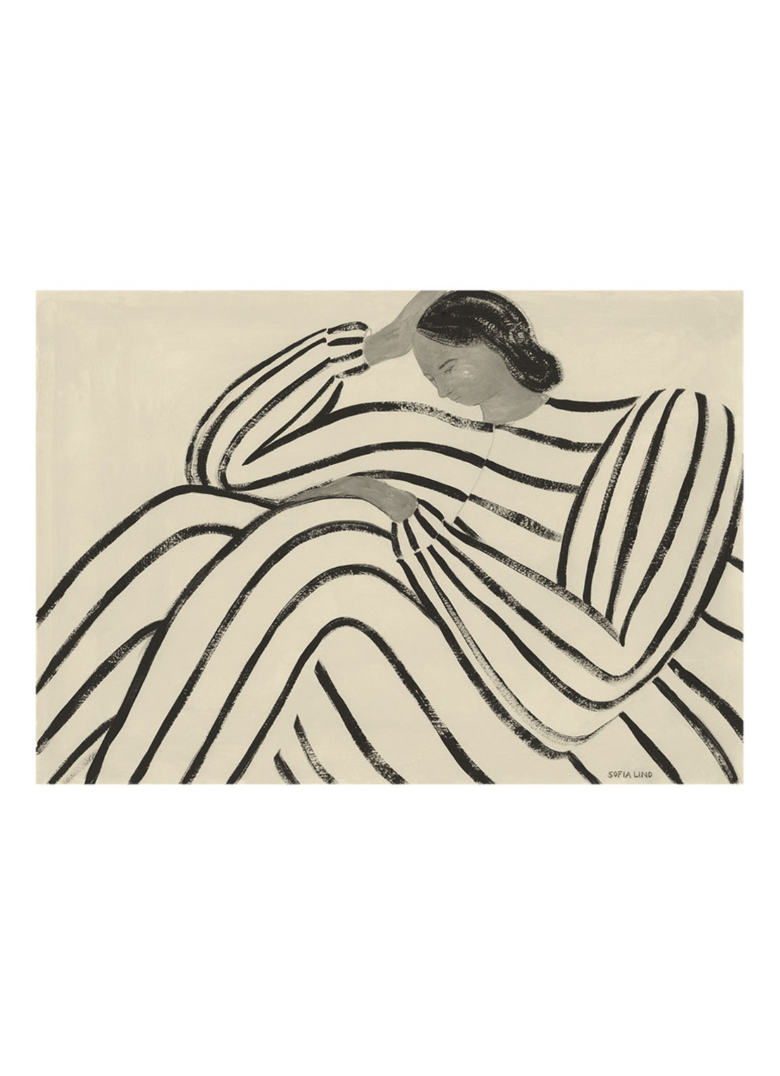 THE POSTER CLUB Waiting, Sofia Lind print - voorkant beige