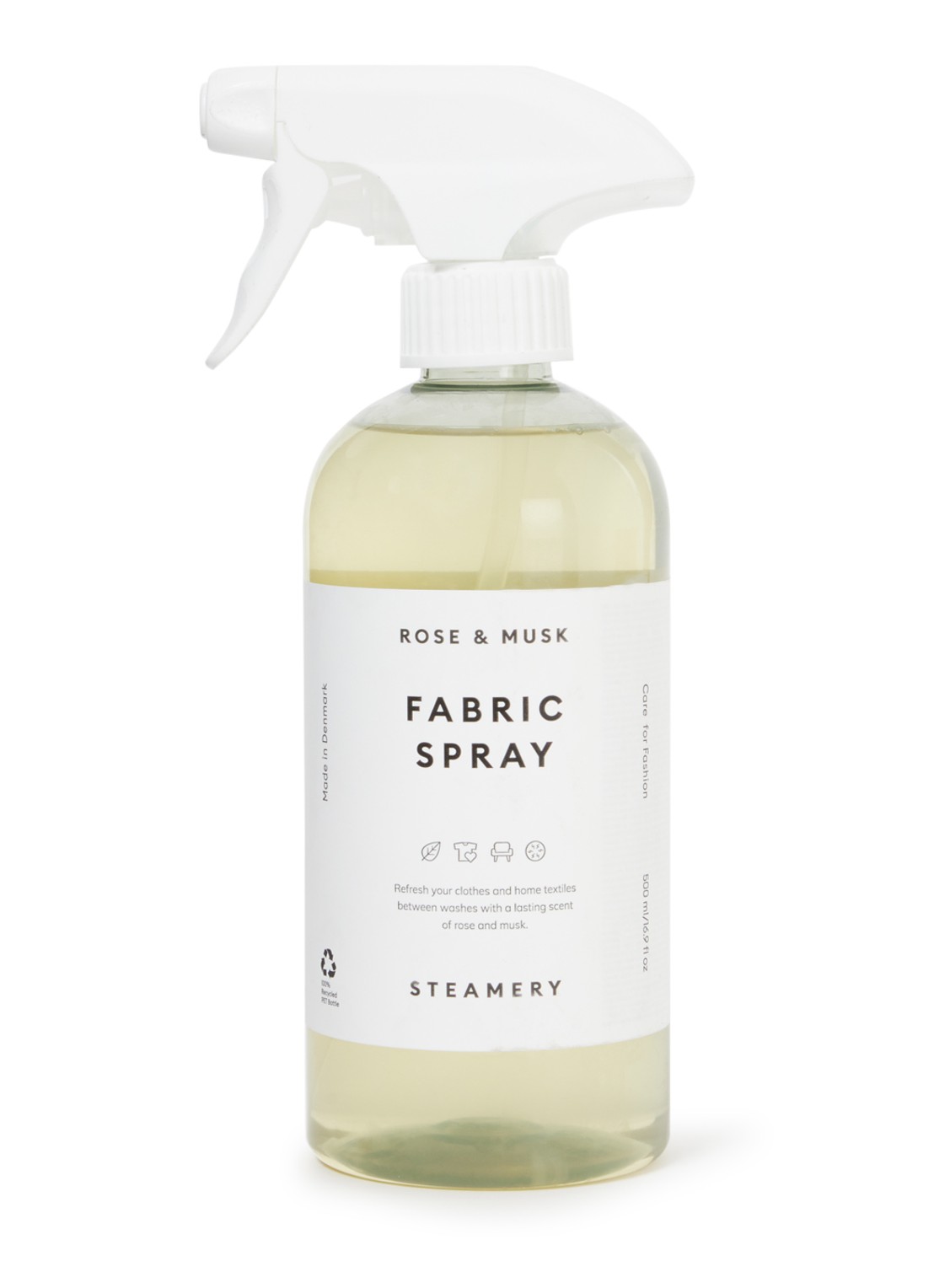 The Steamery Rose & Musk textielspray 500 ml - voorkant transparant
