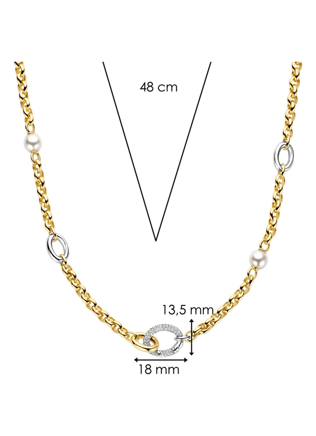 TI SENTO - Milano Ketting 34096ZY - detail 4 goud