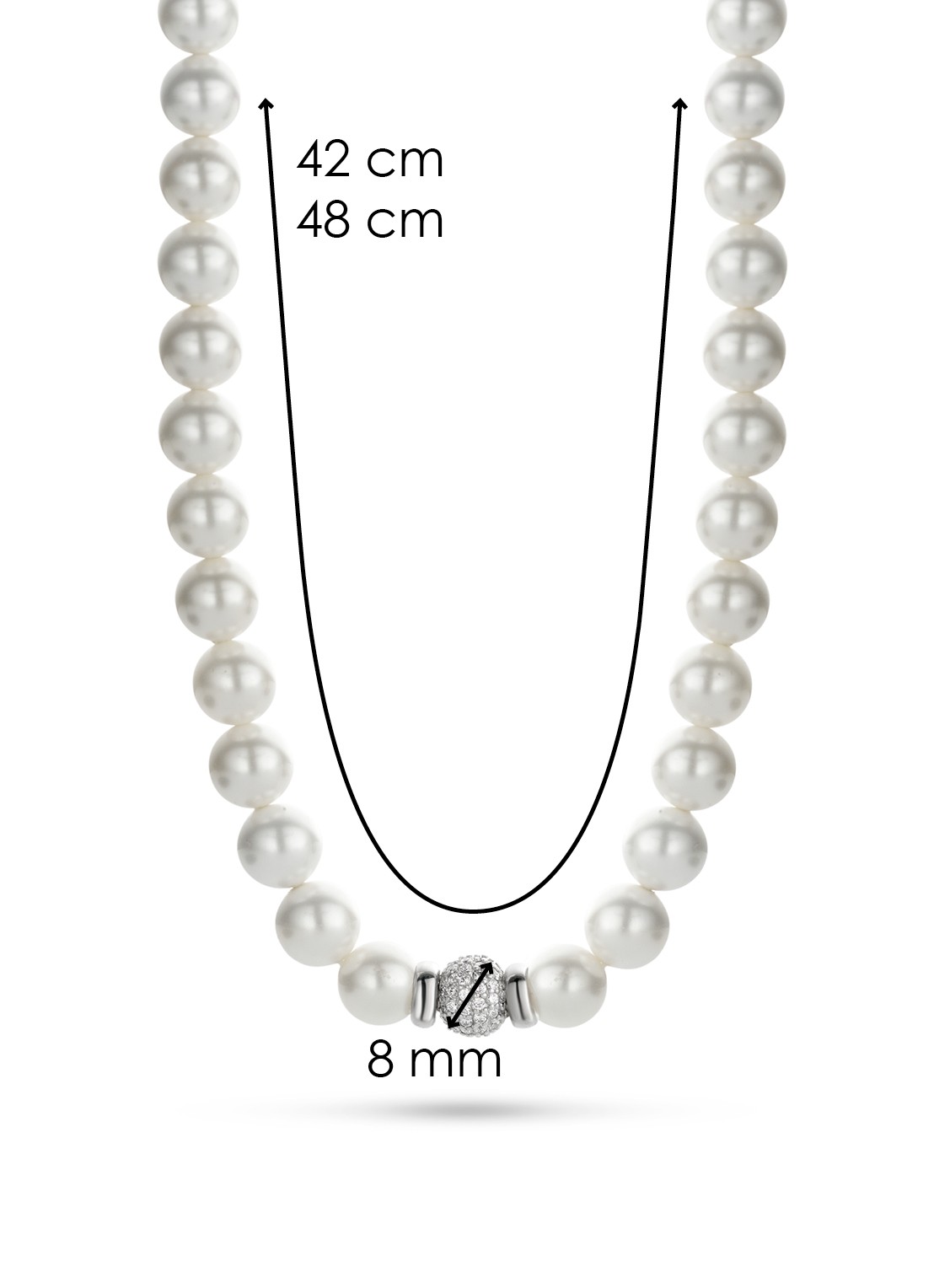 TI SENTO - Milano Ketting met zirkonia 3814PW - detail 5 parelmoer