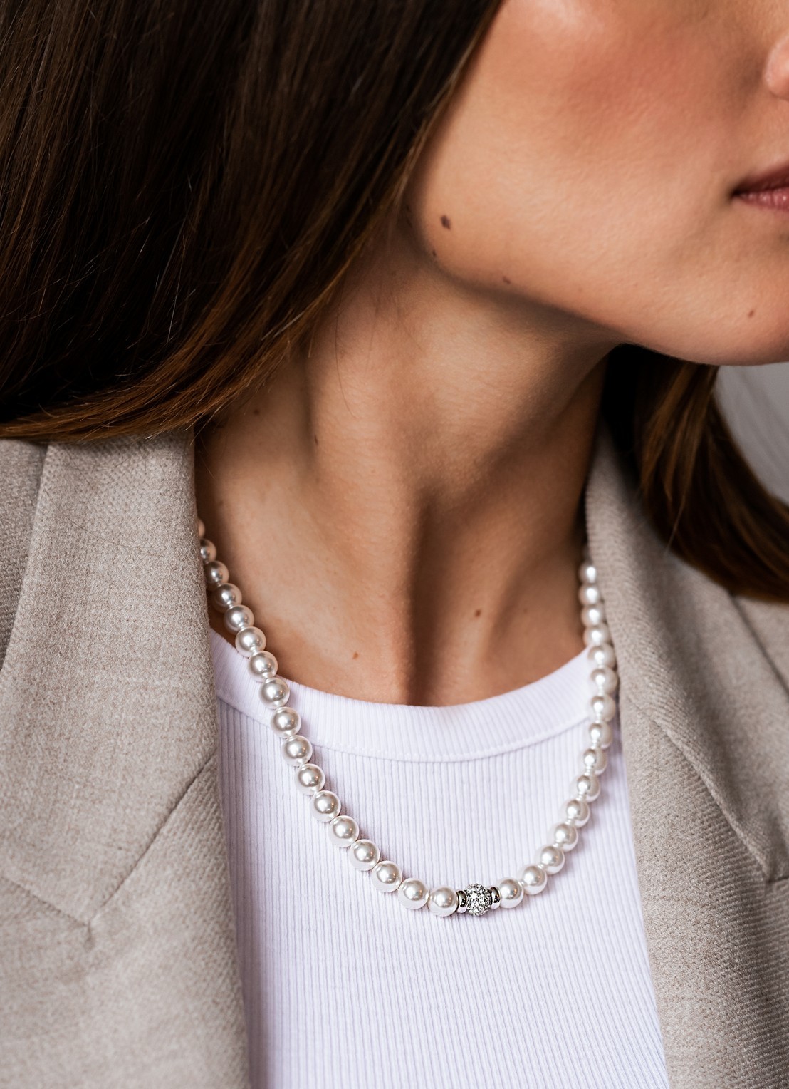 TI SENTO - Milano Ketting met zirkonia 3814PW - voorkant 2 parelmoer