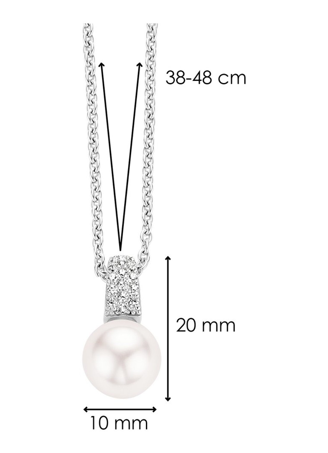 TI SENTO - Milano Ketting van zilver met zirkonia 3877PW - detail 6 zilver