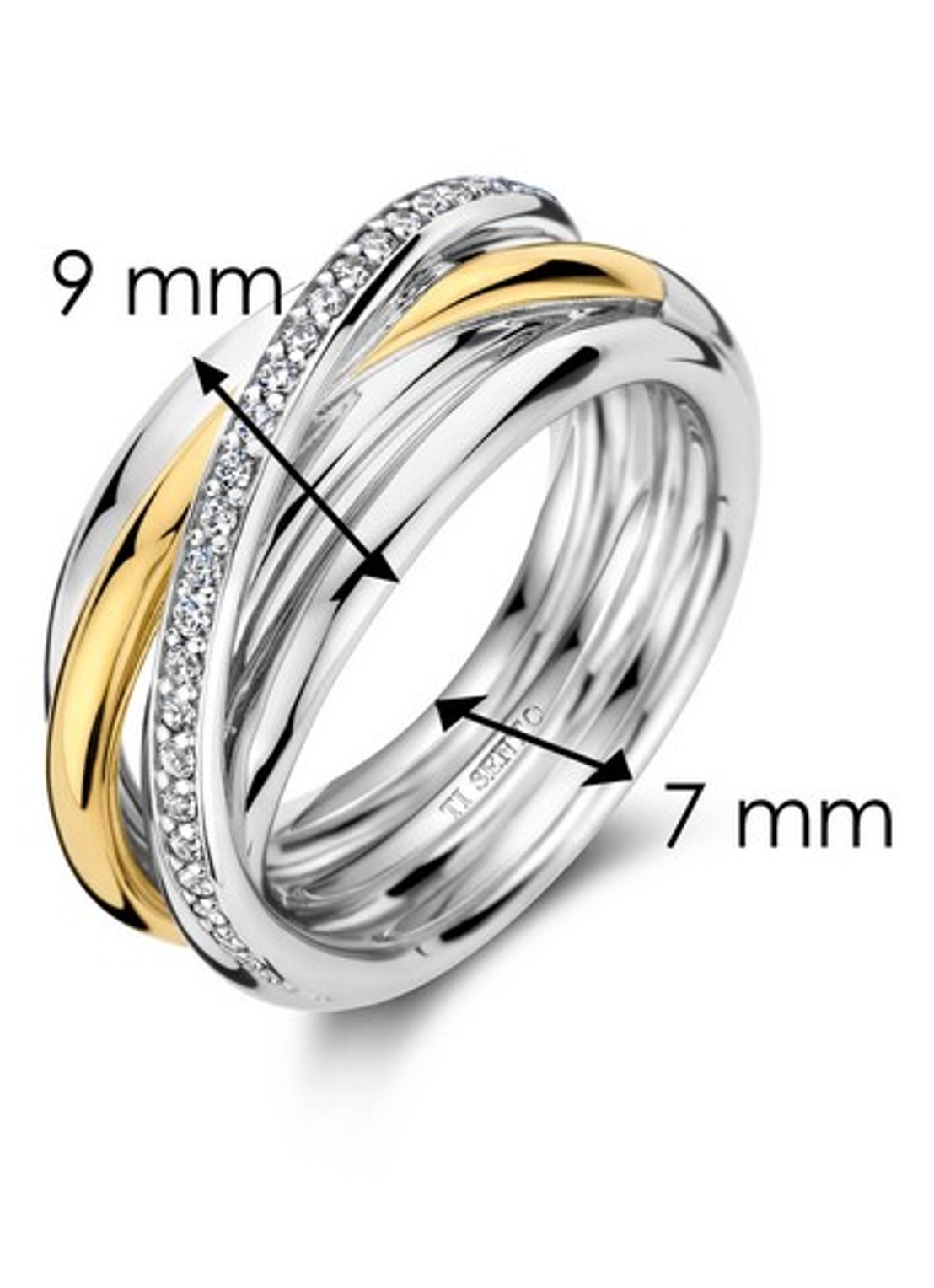 TI SENTO - Milano Ring van zilver 12318ZY - detail zilver