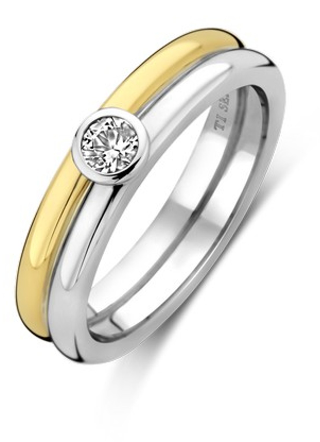 TI SENTO - Milano Ring van zilver 12345ZY - voorkant goud
