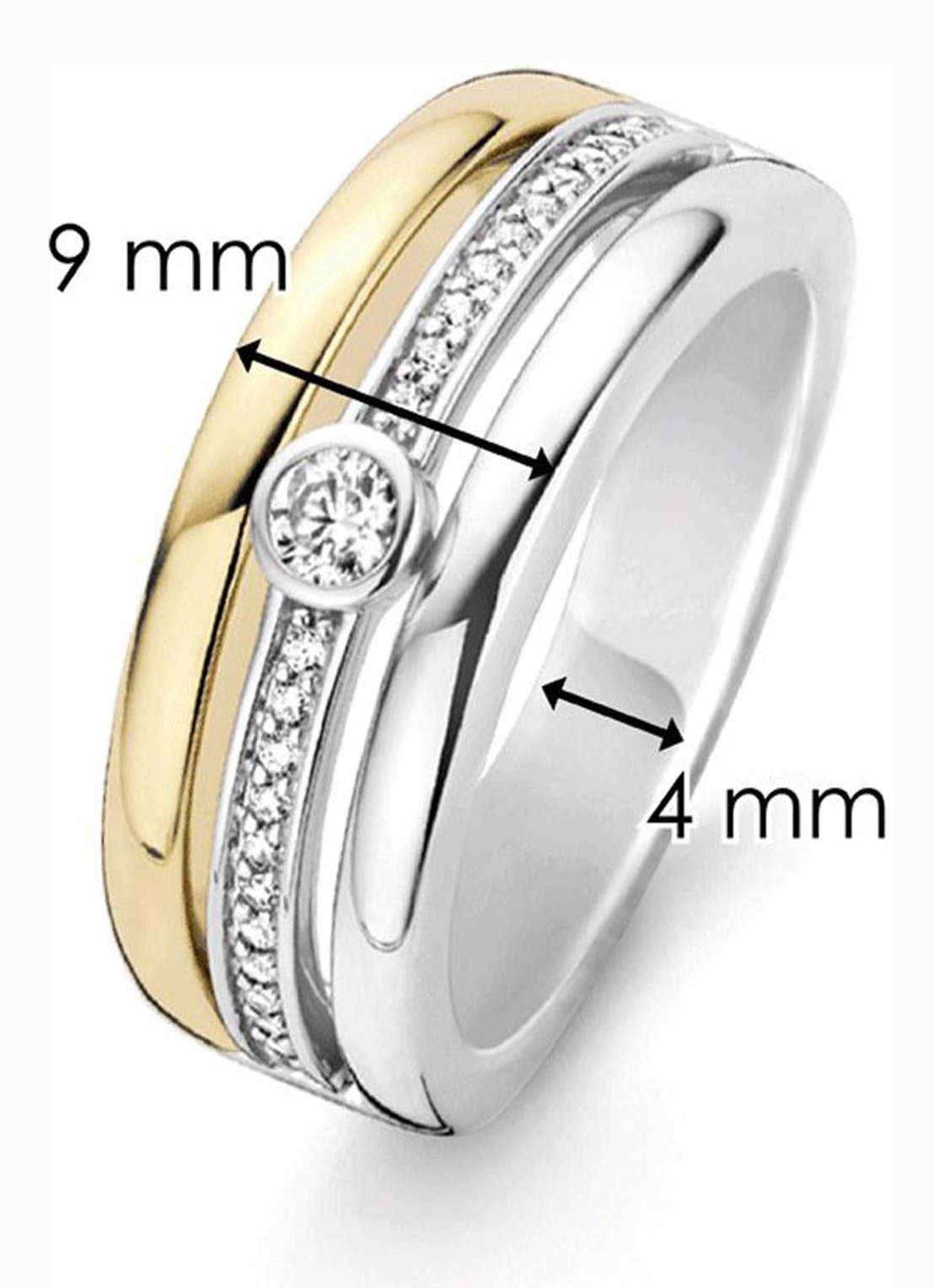 TI SENTO - Milano Ring verguld met zirkonia 12094ZY - detail goud