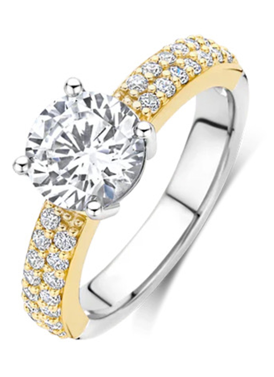 TI SENTO - Milano Ring verguld met zirkonia 1737ZY - voorkant goud