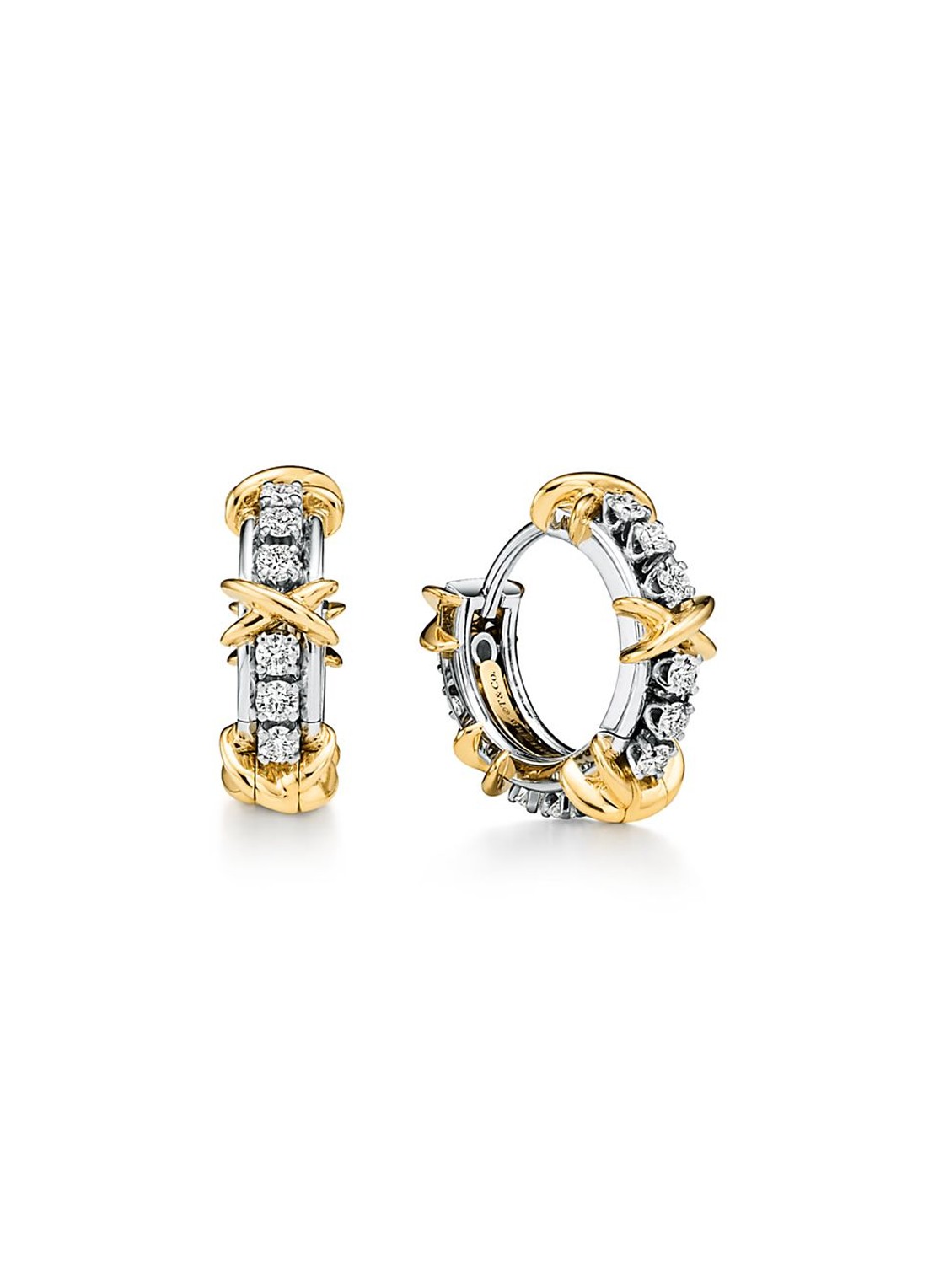 Tiffany & Co. 16 Stone oorringen van 18 karaat geel- en witgoud met diamant 82383 - voorkant 3 undefined