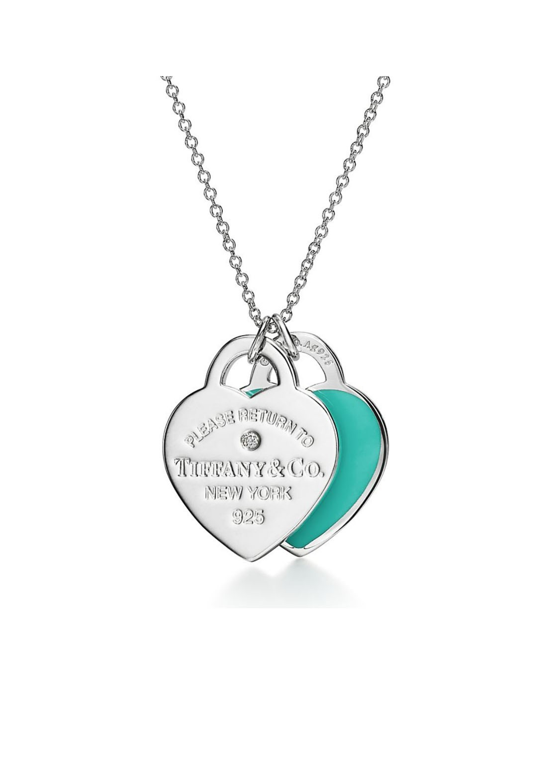Tiffany & Co. Blue Double Heart Tag Small ketting van sterling zilver met diamant 76434 - achterkant 2 undefined