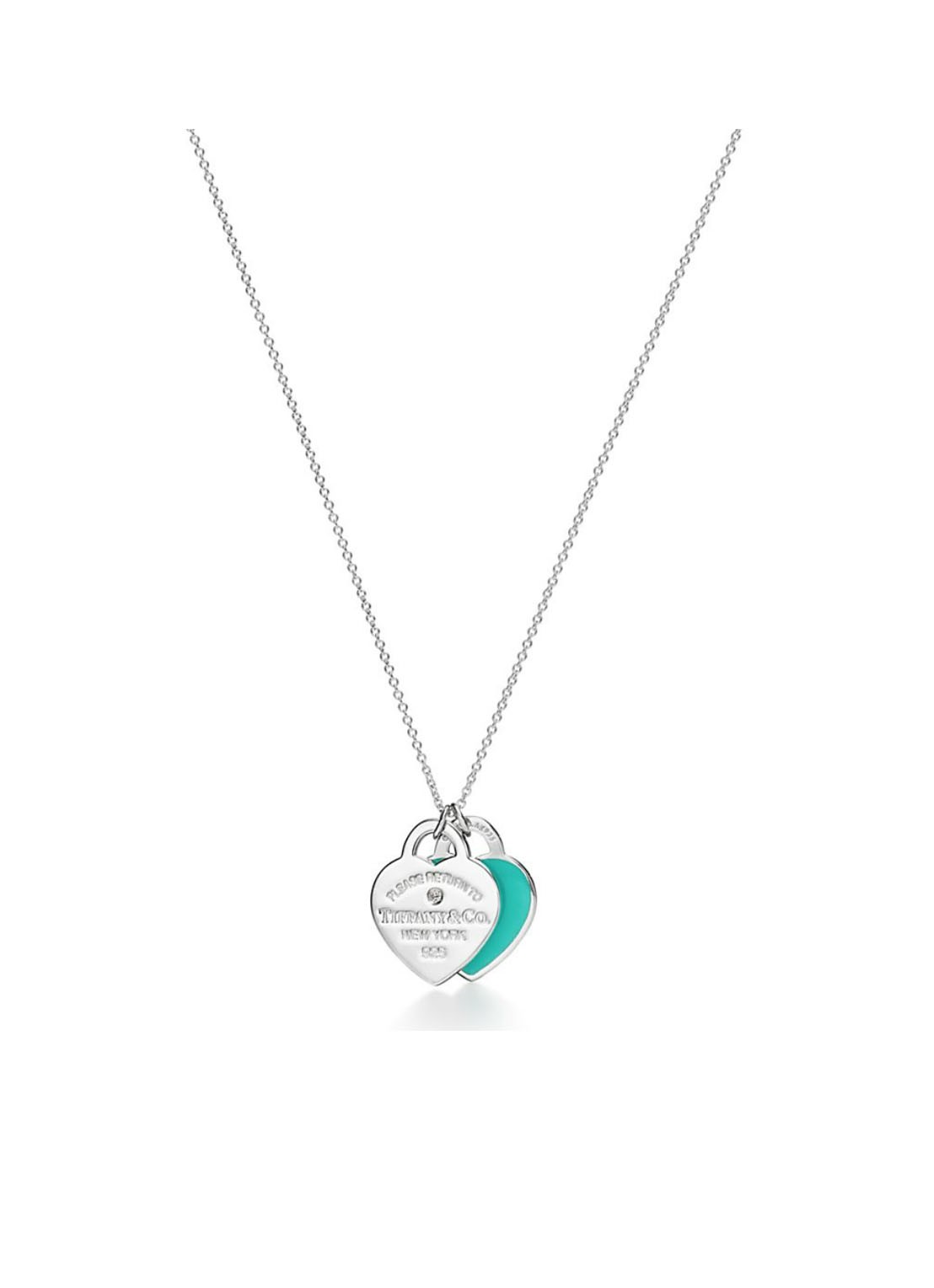 Tiffany & Co. Blue Double Heart Tag Small ketting van sterling zilver met diamant 76434 - voorkant 3 undefined
