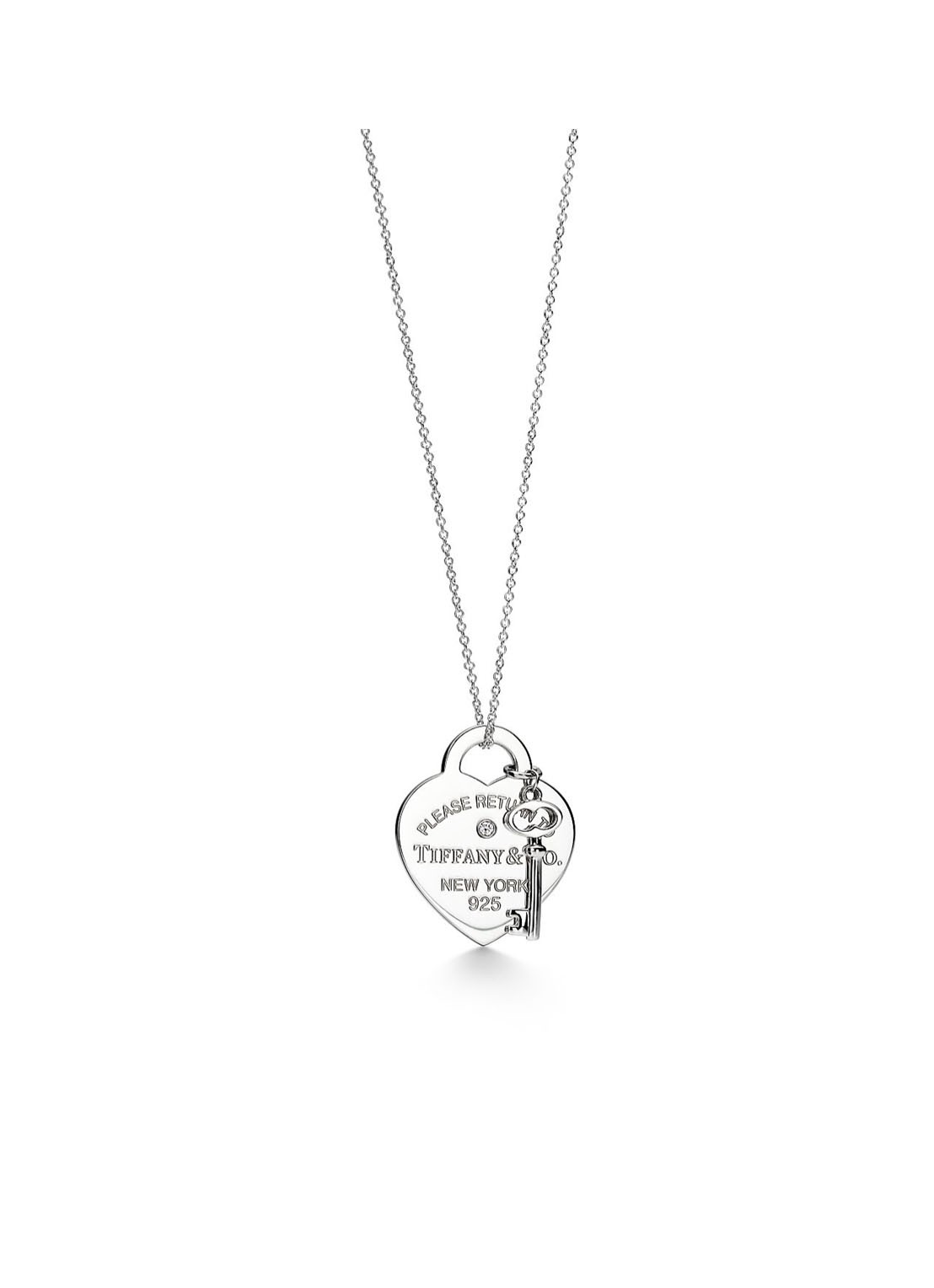 Tiffany & Co. Heart Tag and Key Medium ketting van sterling zilver met diamant 18919 - voorkant undefined