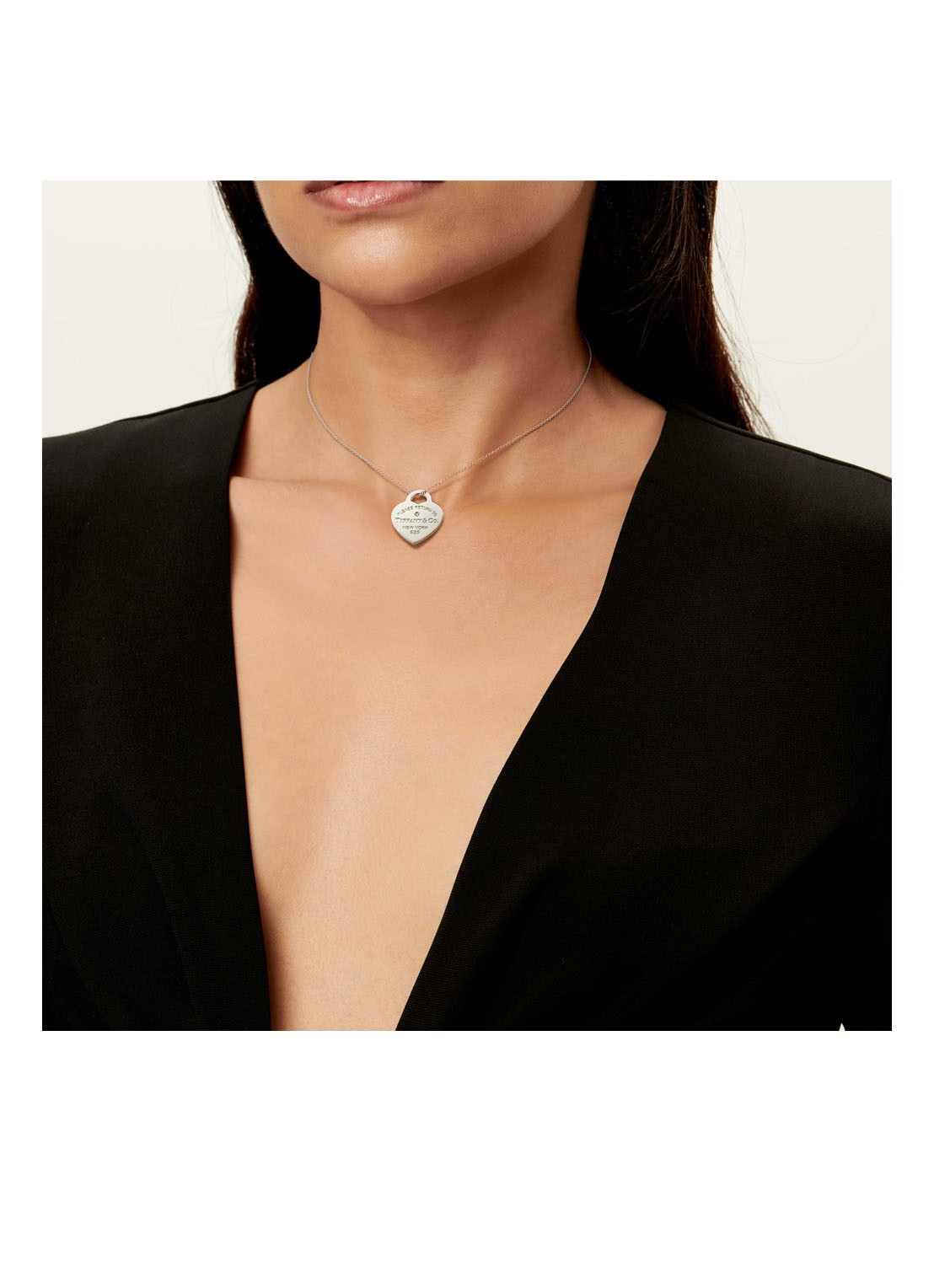 Tiffany & Co. Heart Tag Medium ketting van sterling zilver met diamant 18920 - detail undefined