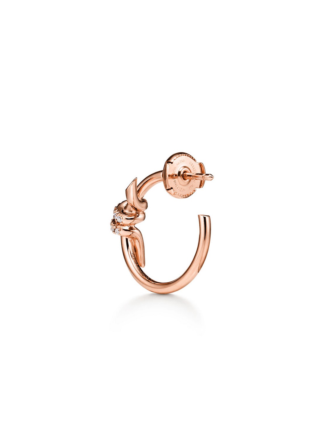 Tiffany & Co. Knot oorringen van 18 karaat roségoud met diamant 84883 - achterkant undefined