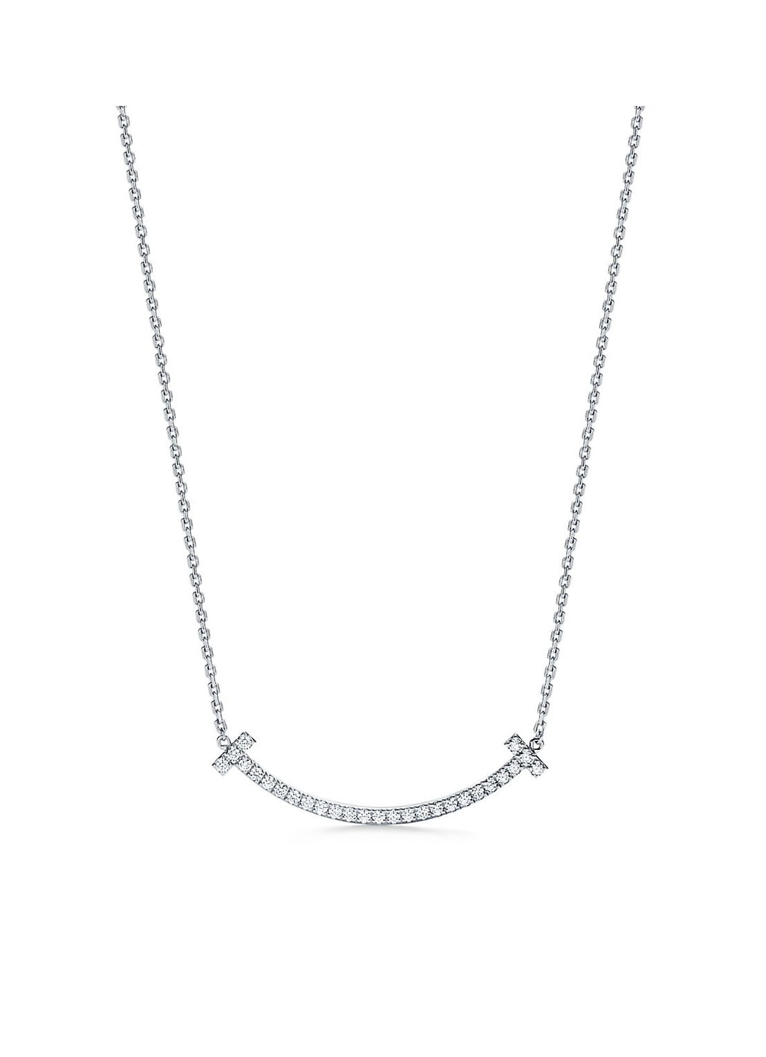 Tiffany & Co. Medium Smile ketting van 18 karaat witgoud met diamant en hanger 64242 - voorkant undefined