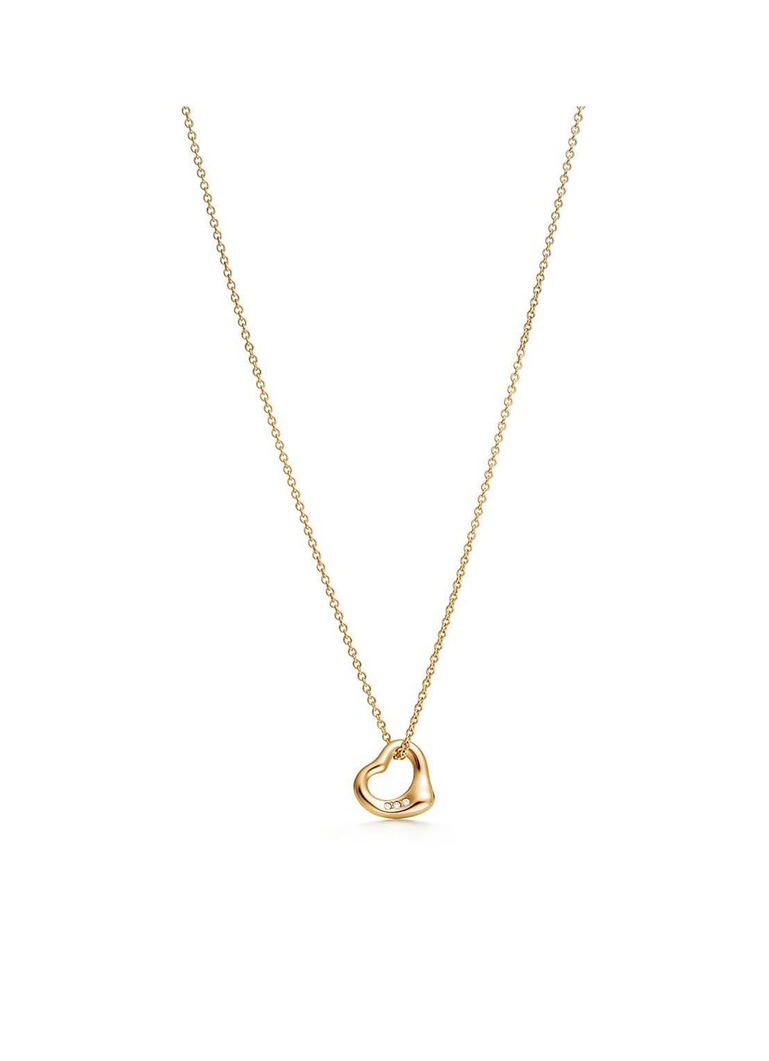 Tiffany & Co. Open Heart ketting van 18 karaat geelgoud met diamant, 11 mm 70625 - voorkant 3 undefined