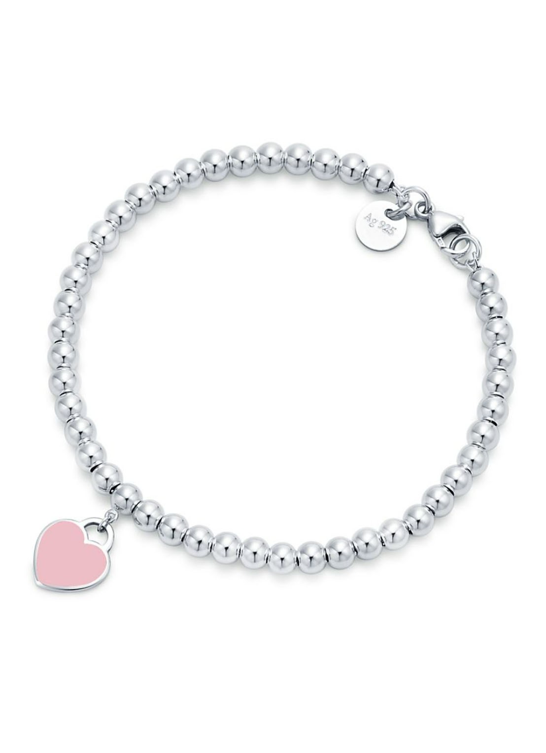 Tiffany & Co. Pink Heart Tag Bead kralenarmband van sterling zilver, 4 mm 67427 - voorkant 6 undefined