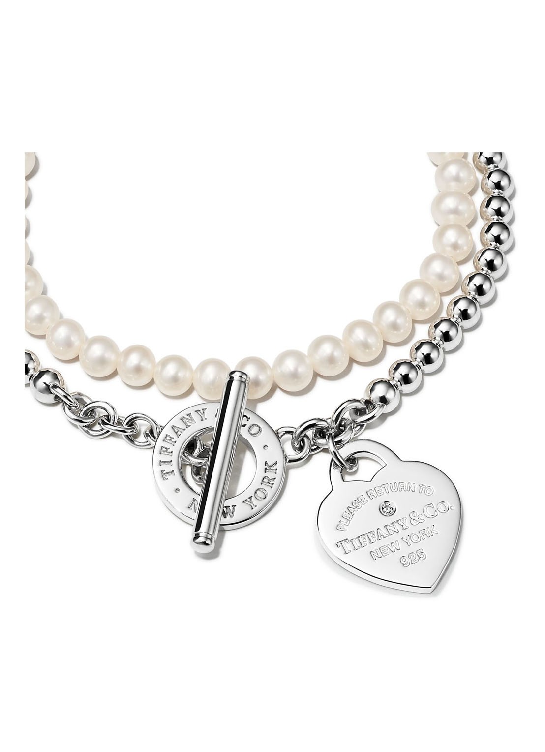 Tiffany & Co. Small wikkelarmband van sterling zilver met parel en diamant 29578 - voorkant 5 undefined