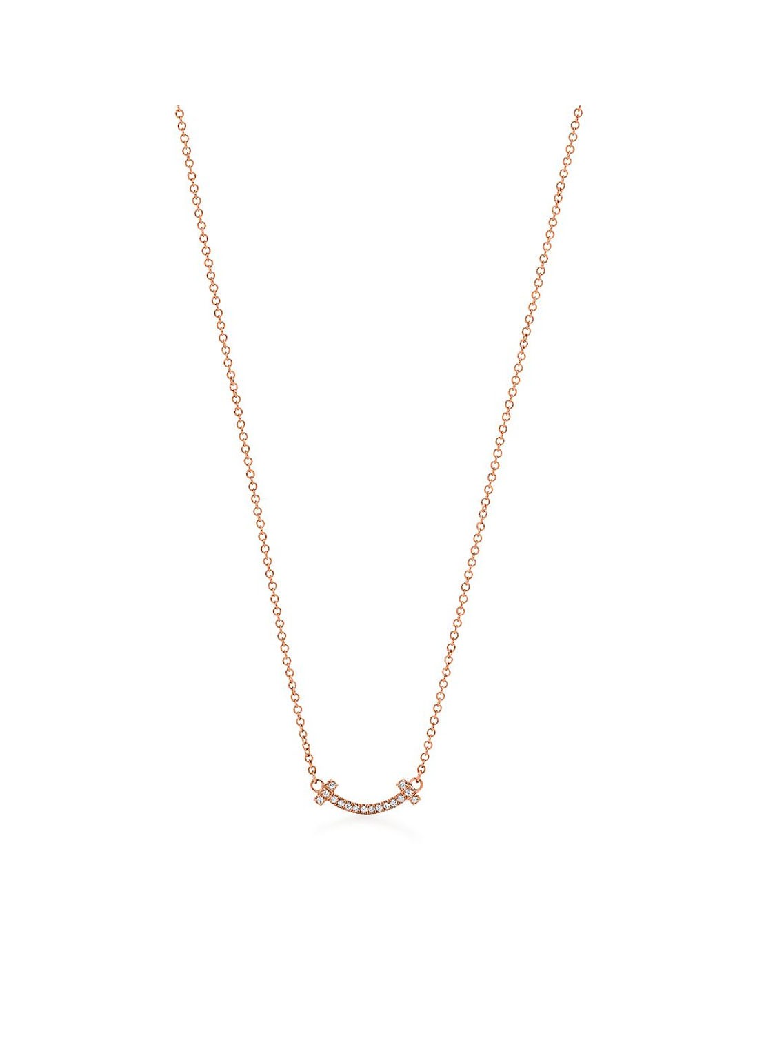 Tiffany & Co. Smile Mini ketting van 18 karaat roségoud met diamant en hanger 40249 - voorkant undefined
