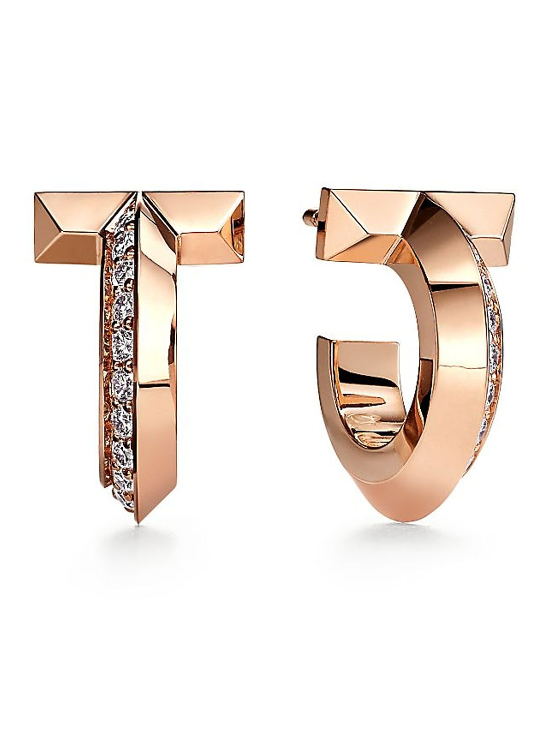 Tiffany & Co. T1 oorbellen van 18 karaat roségoud met diamant 28693 - voorkant 4 undefined