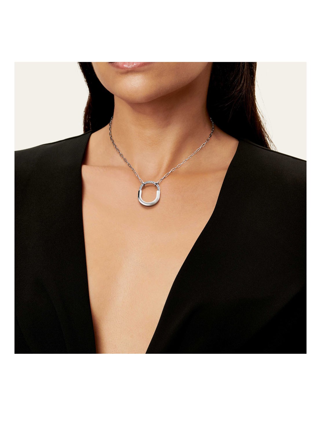 Tiffany & Co. Tiffany Lock medium hanger van 18 karaat witgoud met diamanten 77290 - achterkant undefined