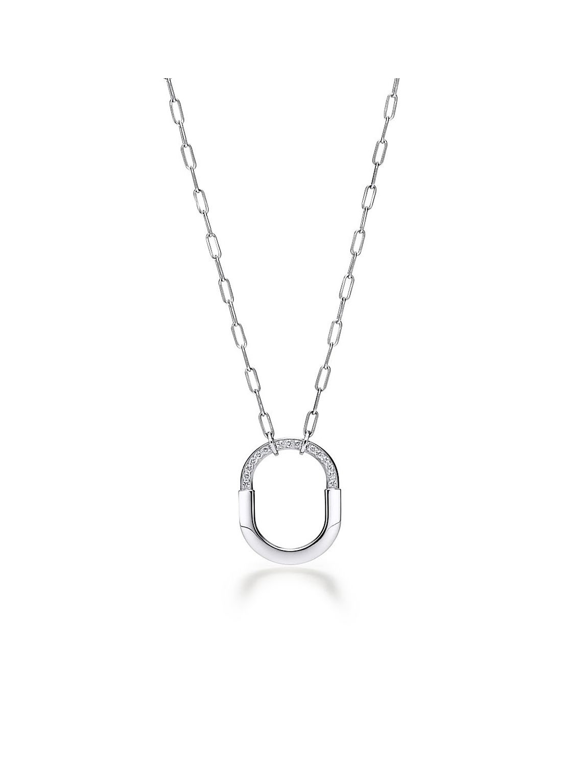 Tiffany & Co. Tiffany Lock medium hanger van 18 karaat witgoud met diamanten 77290 - voorkant 2 undefined