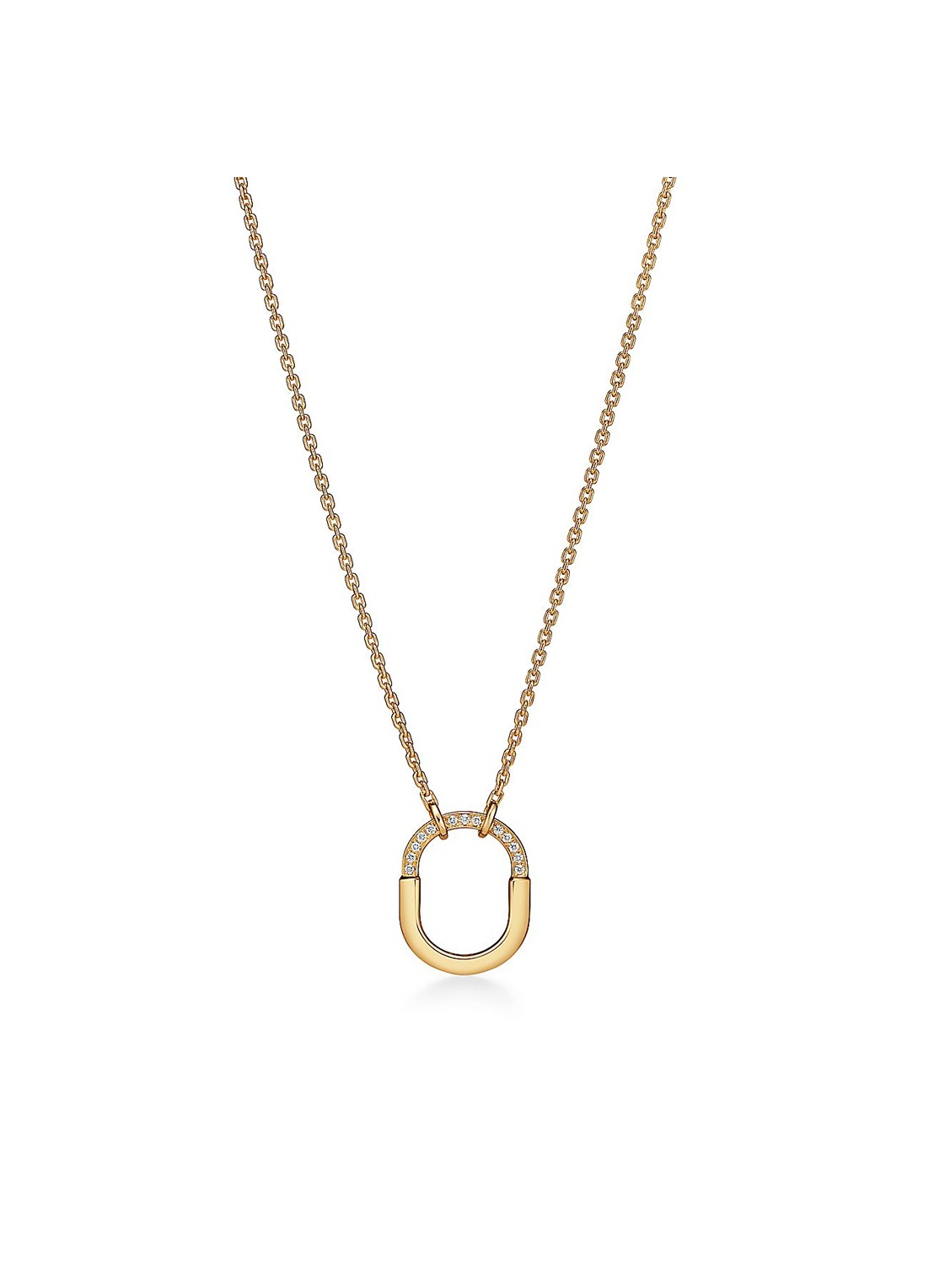 Tiffany & Co. Tiffany Lock Small ketting van 18 karaat geelgoud met diamant 82993 - voorkant undefined