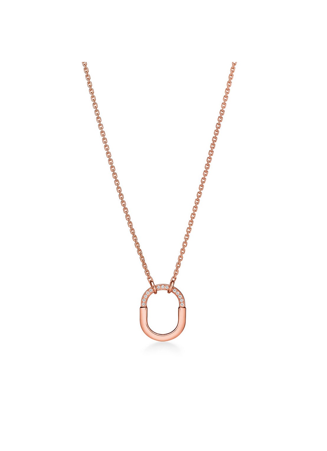 Tiffany & Co. Tiffany Lock Small ketting van 18 karaat roségoud met diamant 82990 - voorkant undefined