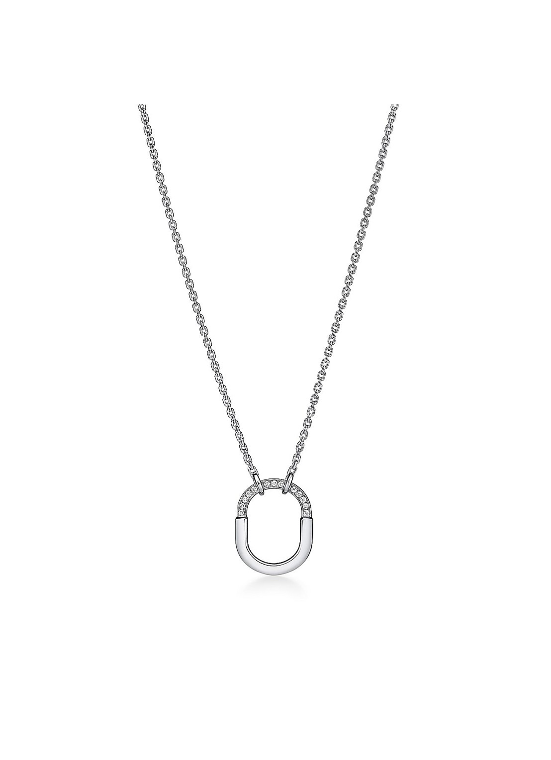 Tiffany & Co. Tiffany Lock Small ketting van 18 karaat witgoud met diamant 82994 - voorkant 6 undefined