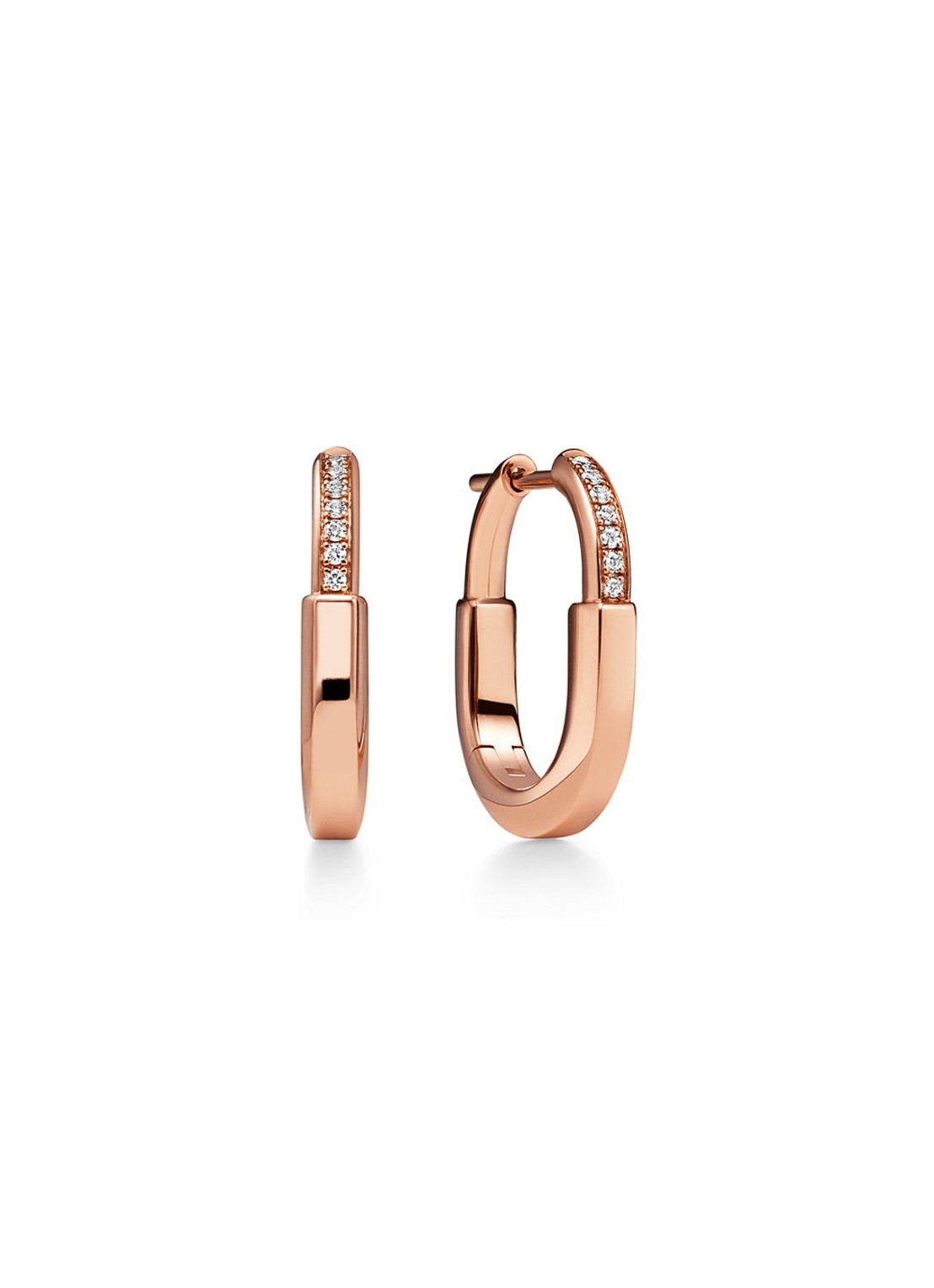 Tiffany & Co. Tiffany Lock Small oorringen van 18 karaat roségoud met diamant 83004 - voorkant undefined