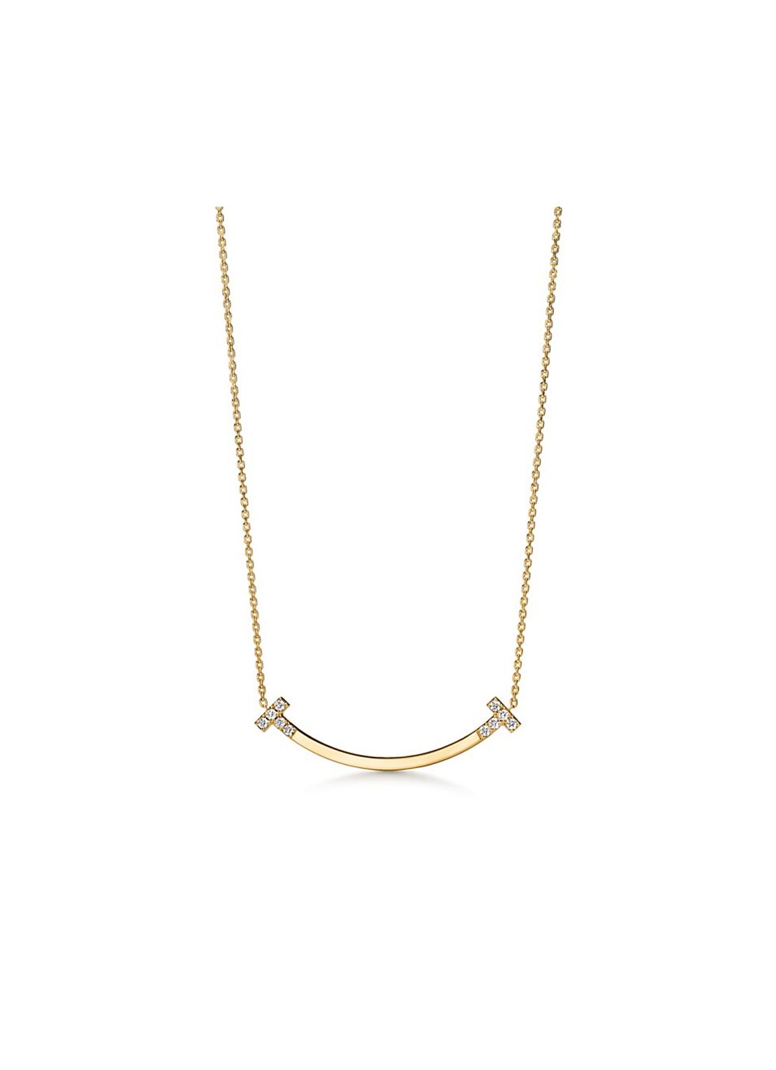 Tiffany & Co. Tiffany T Smile Medium ketting van 18 karaat geelgoud met diamant 84617 - voorkant undefined