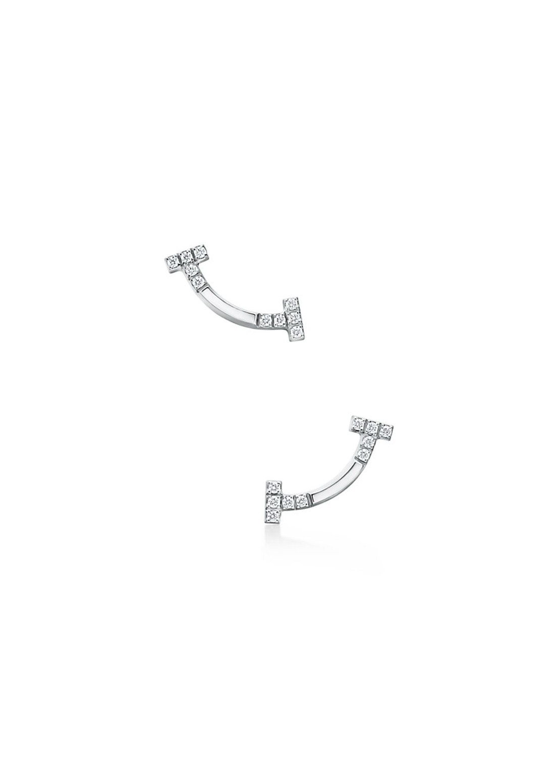 Tiffany & Co. Tiffany T Smile Mini oorknopjes van 18 karaat witgoud met diamant 85588 - voorkant undefined