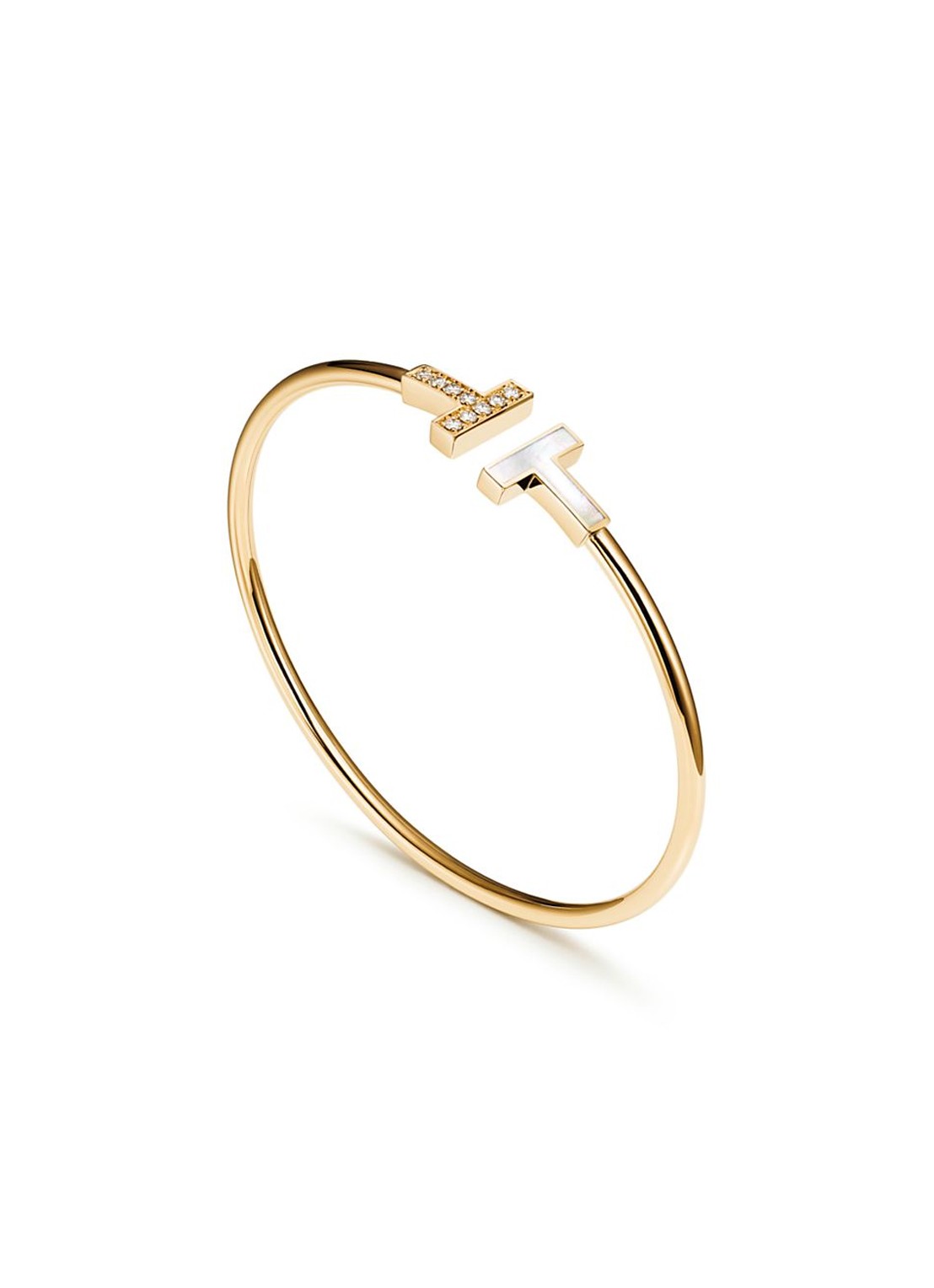 Tiffany & Co. Tiffany T Wire bangle van 18 karaat geelgoud met diamant en parelmoer 75653 - voorkant 4 undefined