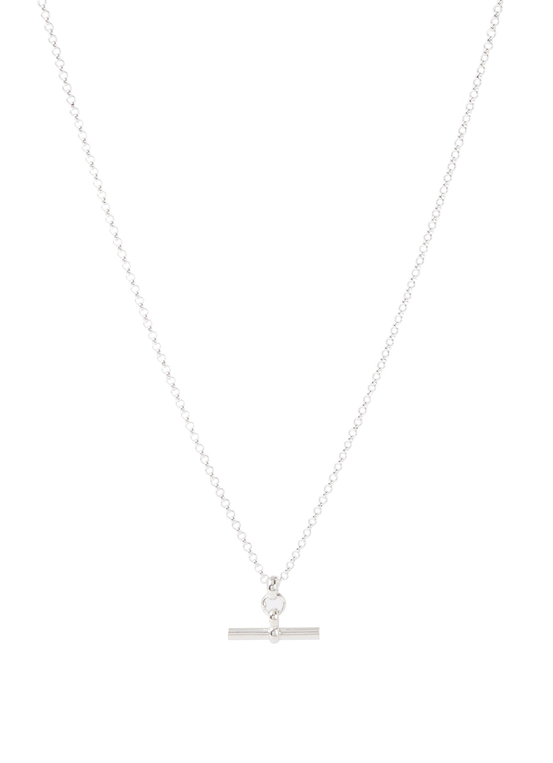 Tilly Sveaas Small T-Bar ketting van zilver - voorkant zilver