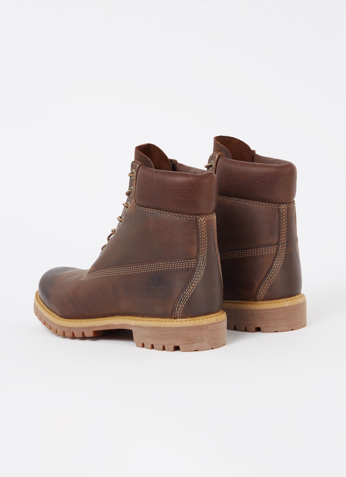 Timberland Premium 6-Inch veterboot van leer met logo - achterkant 2 donkerbruin