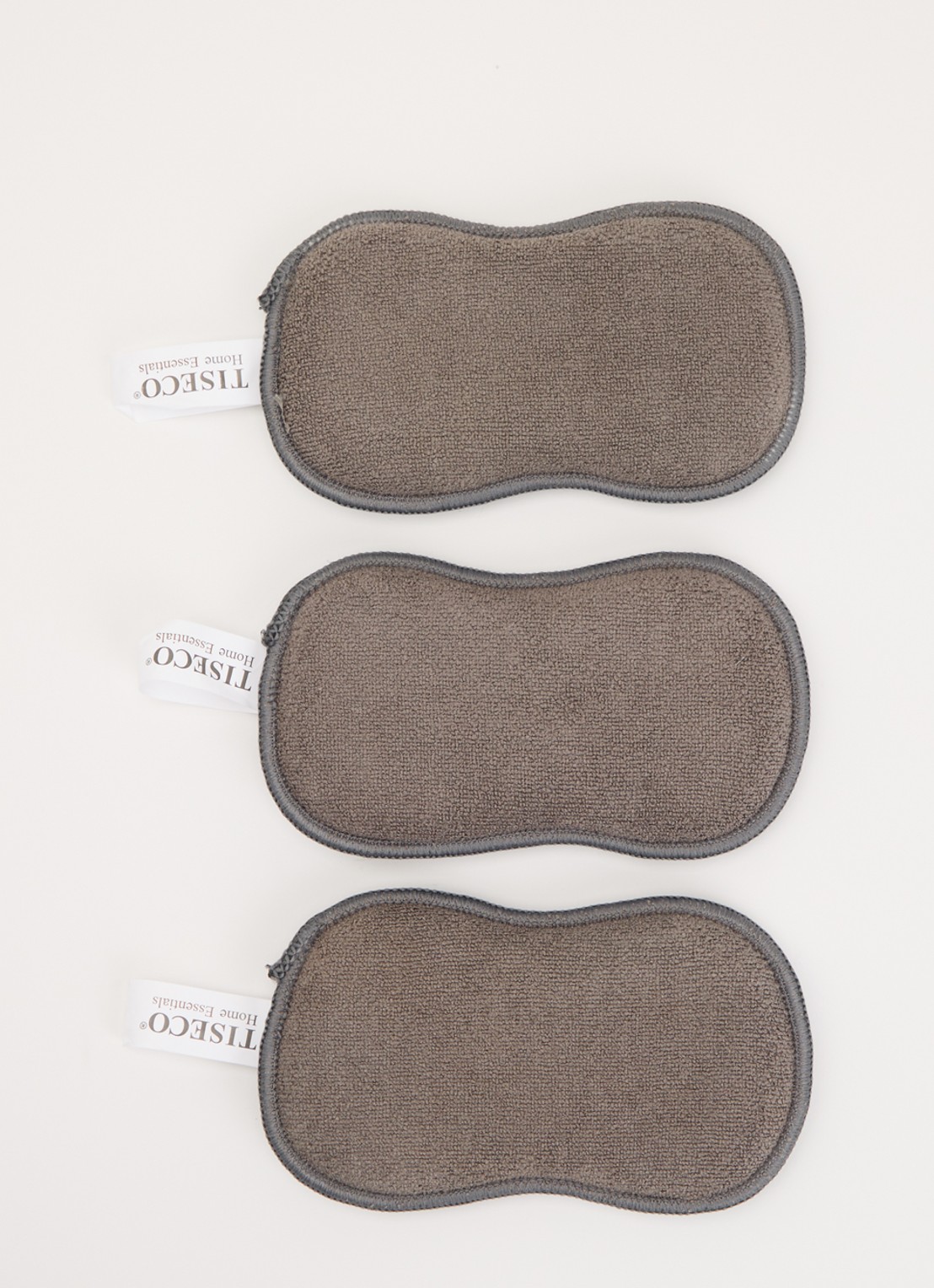 Tiseco Essentials keukenspons set van 3 - voorkant grijs